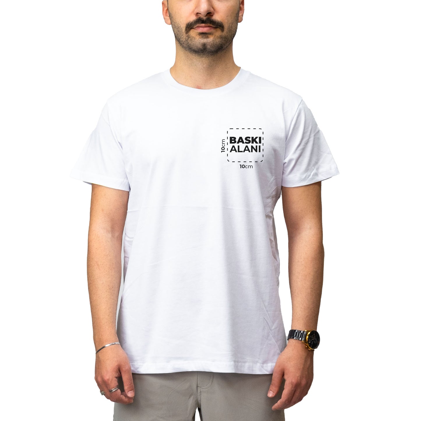 Logo Baskılı Beyaz Tişört Toptan