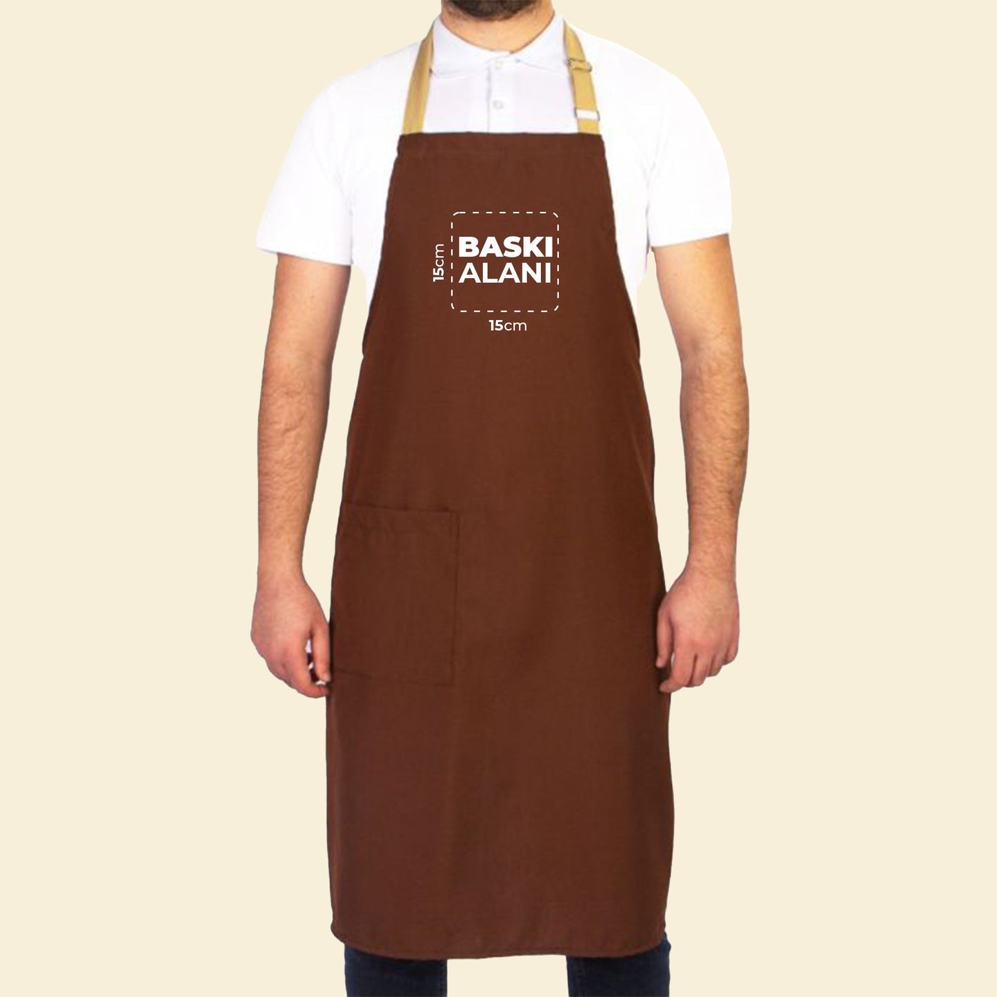 Mutfak Önlüğü Ayarlanabilir Kahverengi Renk Krem Boyun Askısı Toptan