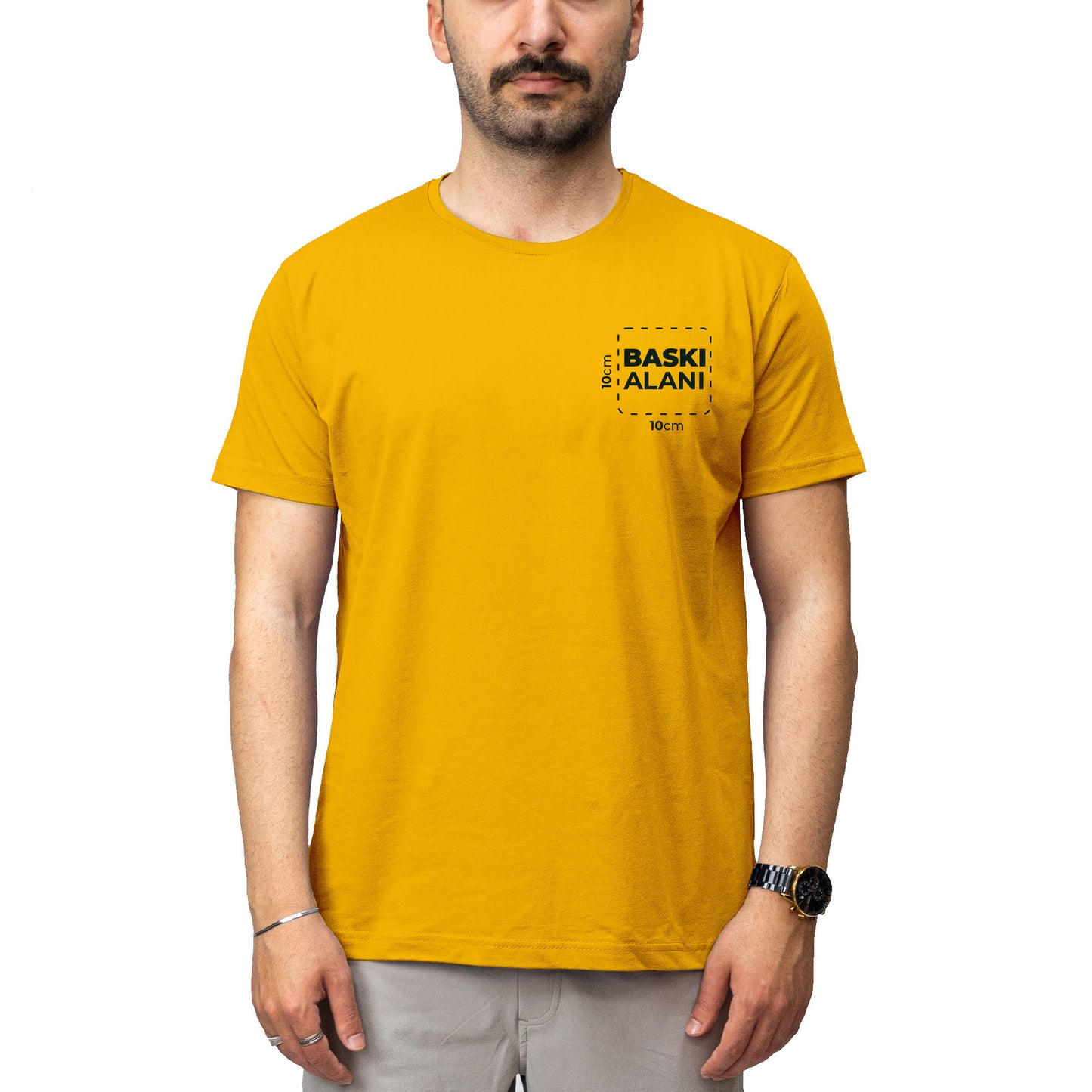 Logo Baskılı Sarı Tişört Toptan