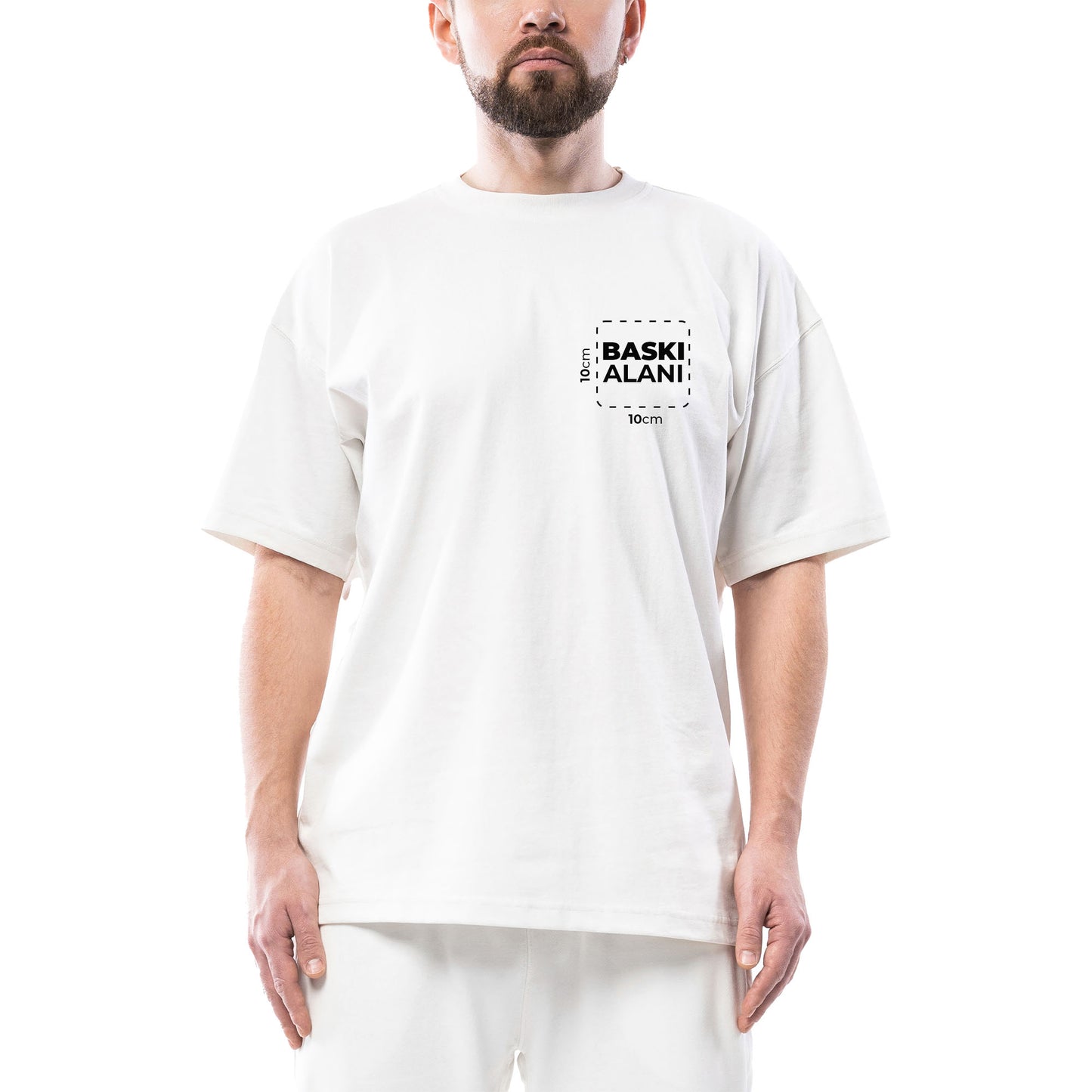 Logo Baskılı Oversize Beyaz Tişört Toptan