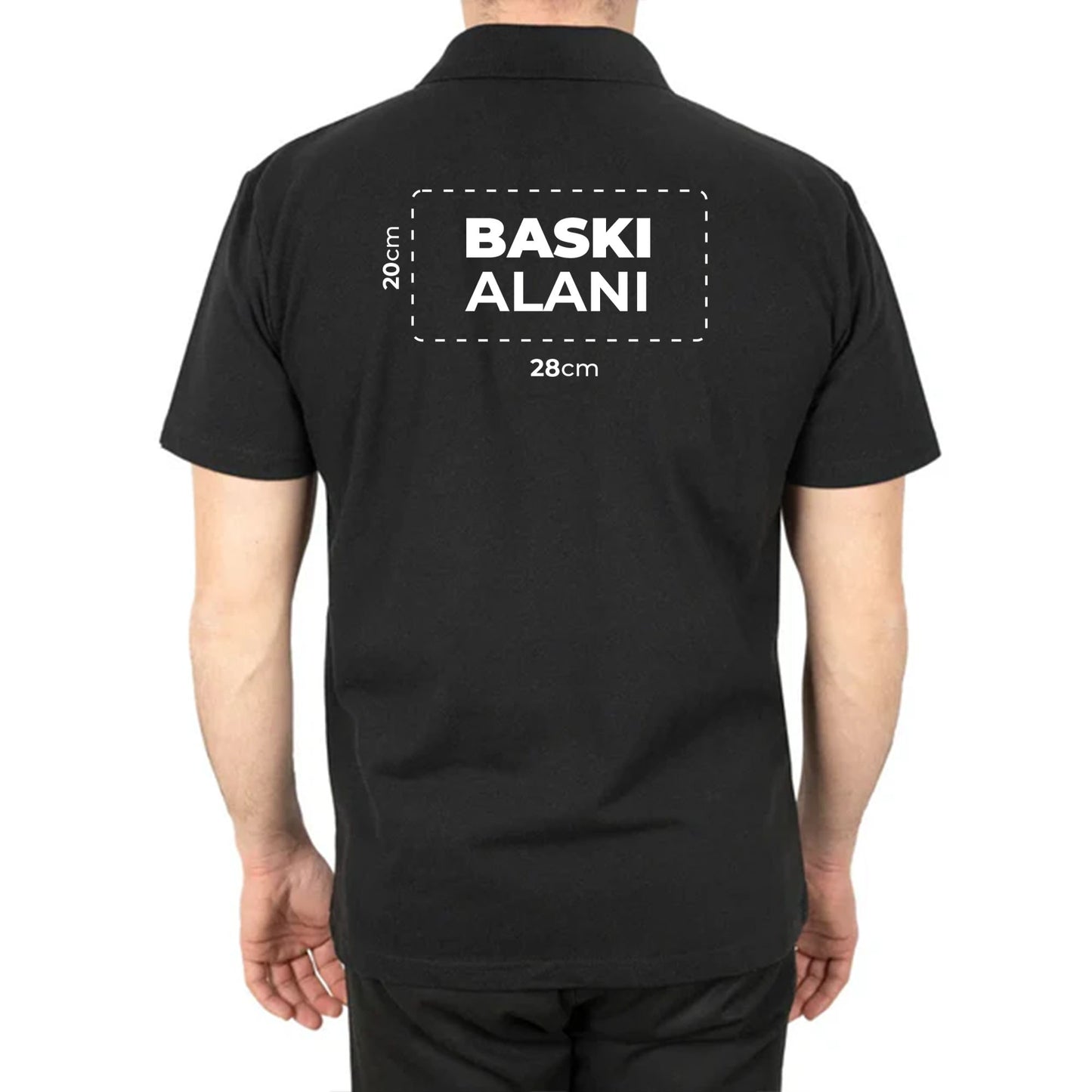 Logo Baskılı Polo Yaka Siyah Tişört Toptan