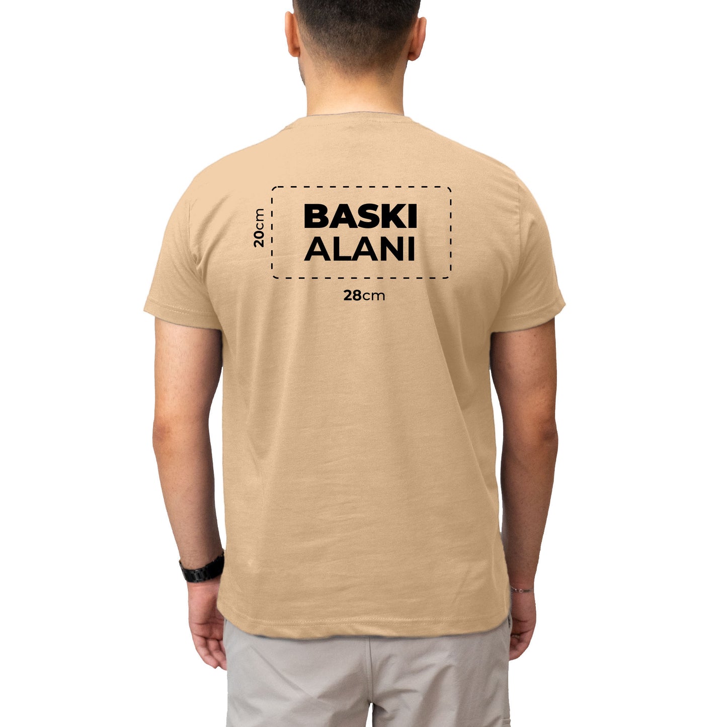 Logo Baskılı Krem Tişört Toptan