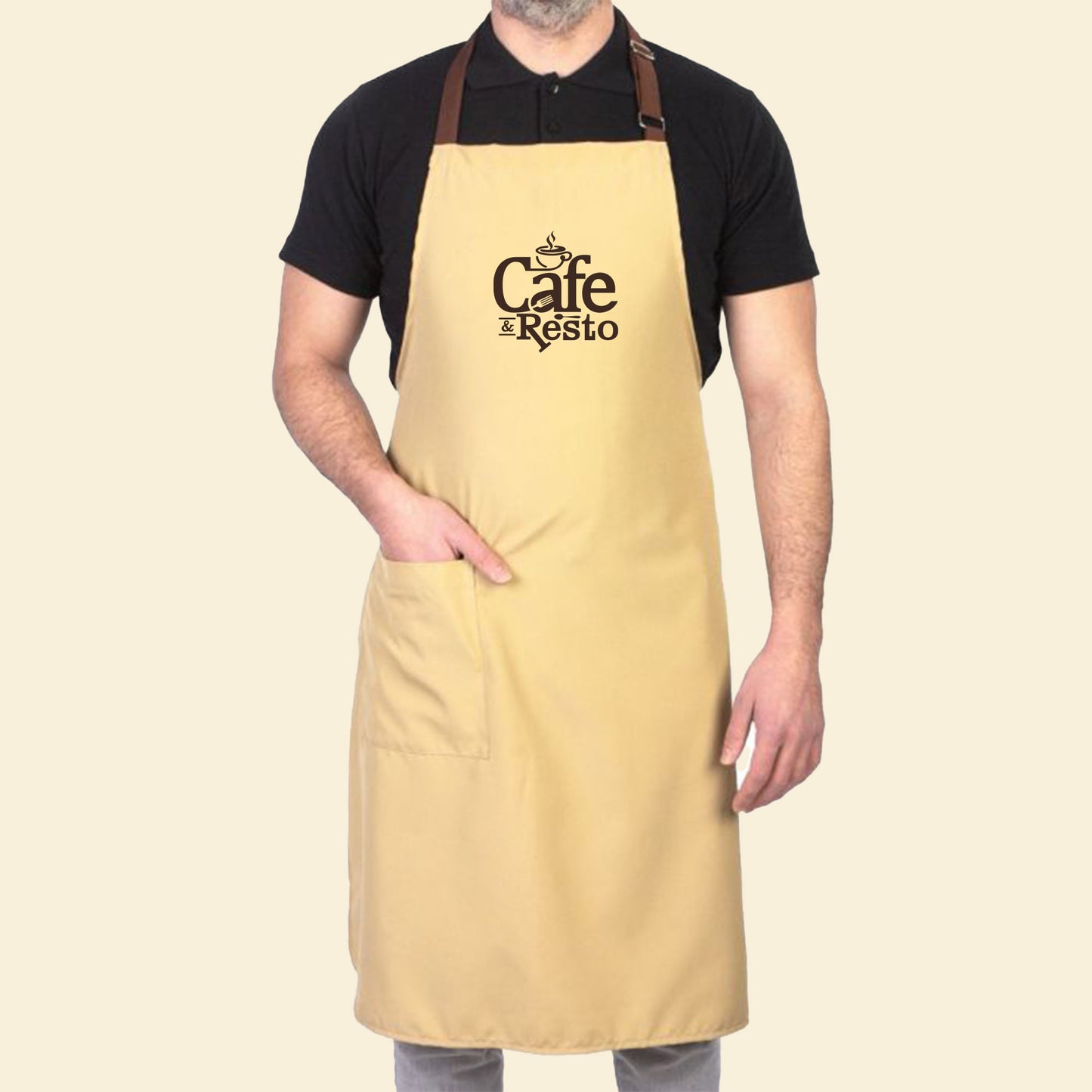 Mutfak Önlüğü Ayarlanabilir Krem Renk Kahverengi Boyun Askısı Toptan