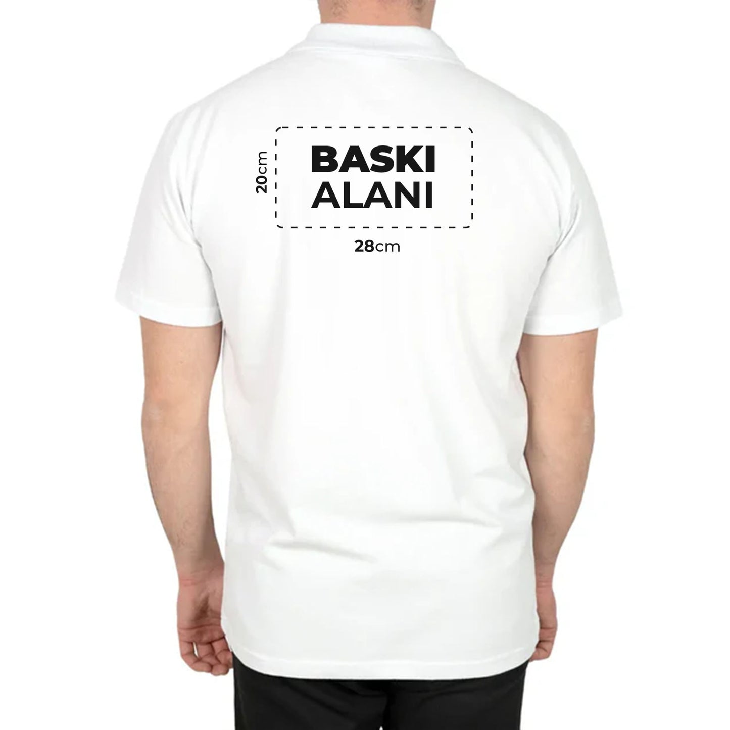 Logo Baskılı Polo Yaka Beyaz Tişört Toptan