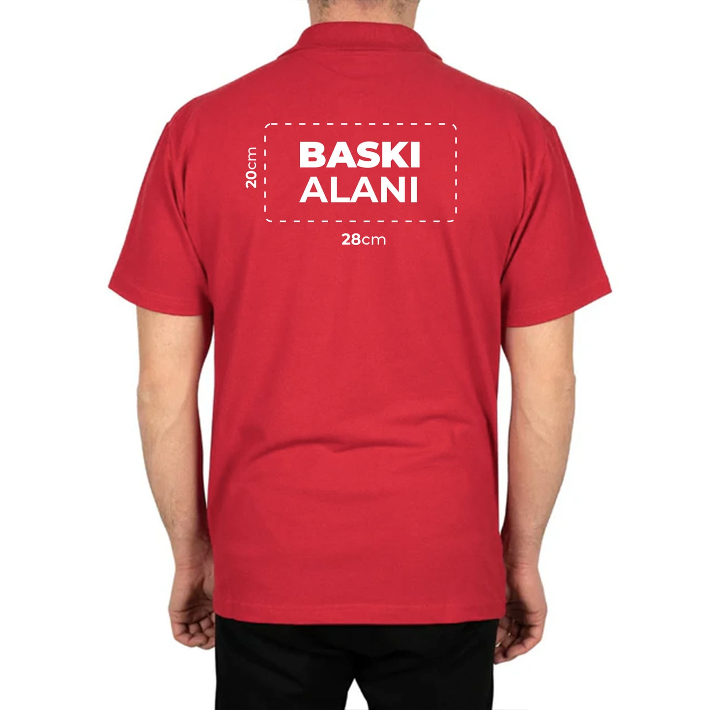 Logo Baskılı Polo Yaka Kırmızı Tişört Toptan