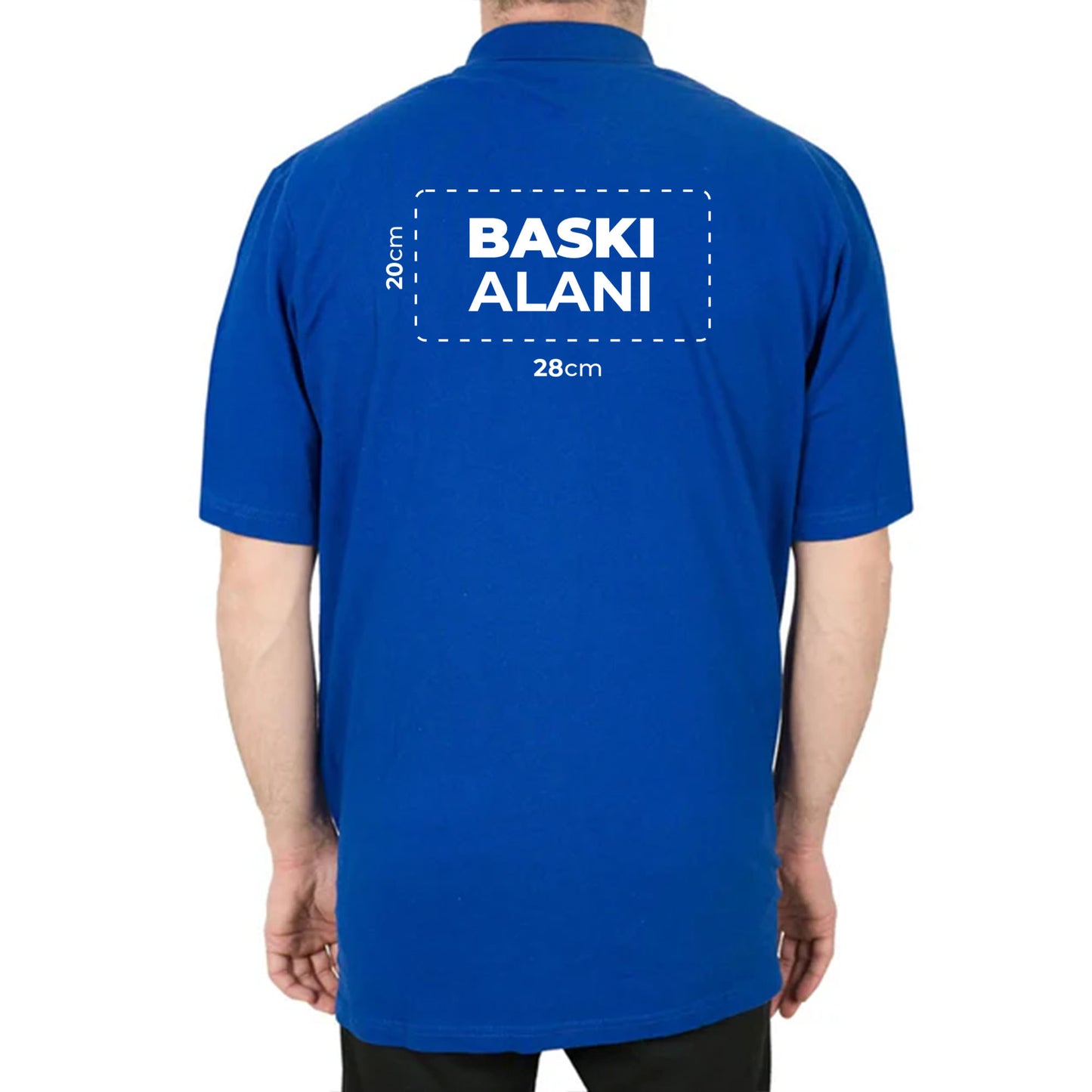 Logo Baskılı Polo Yaka Mavi Tişört Toptan