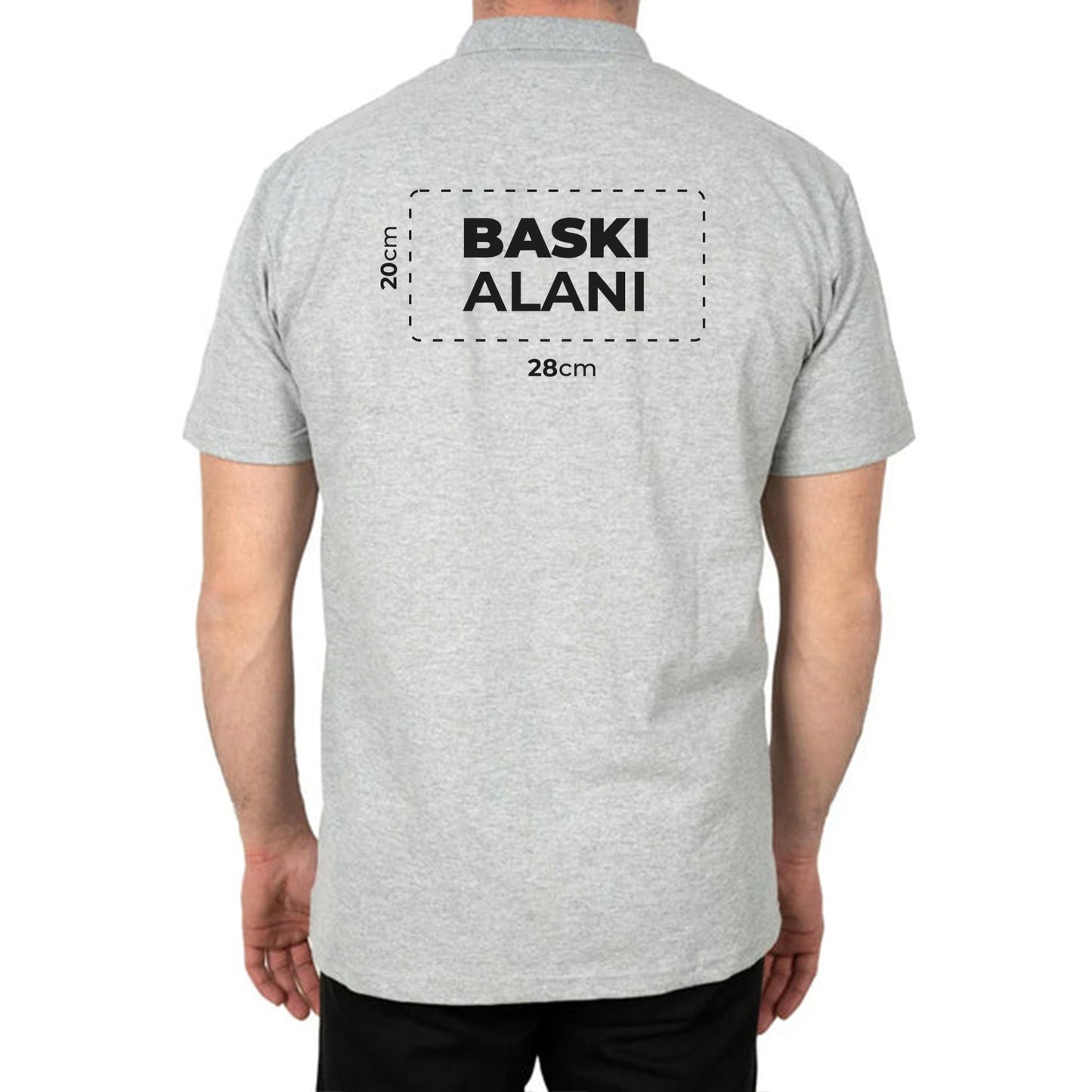 Logo Baskılı Polo Yaka Gri Tişört Toptan