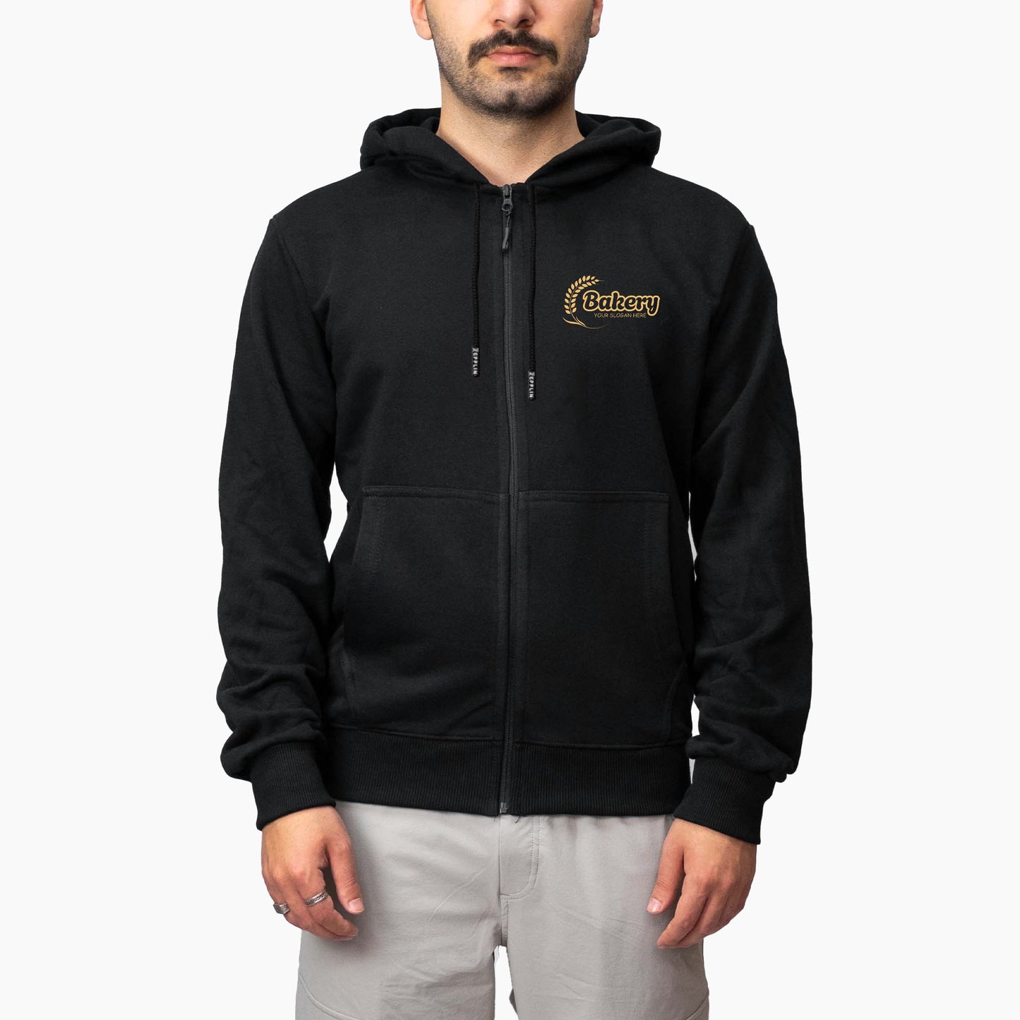 Baskılı Fermuarlı Kapşonlu Sweatshirt Toptan