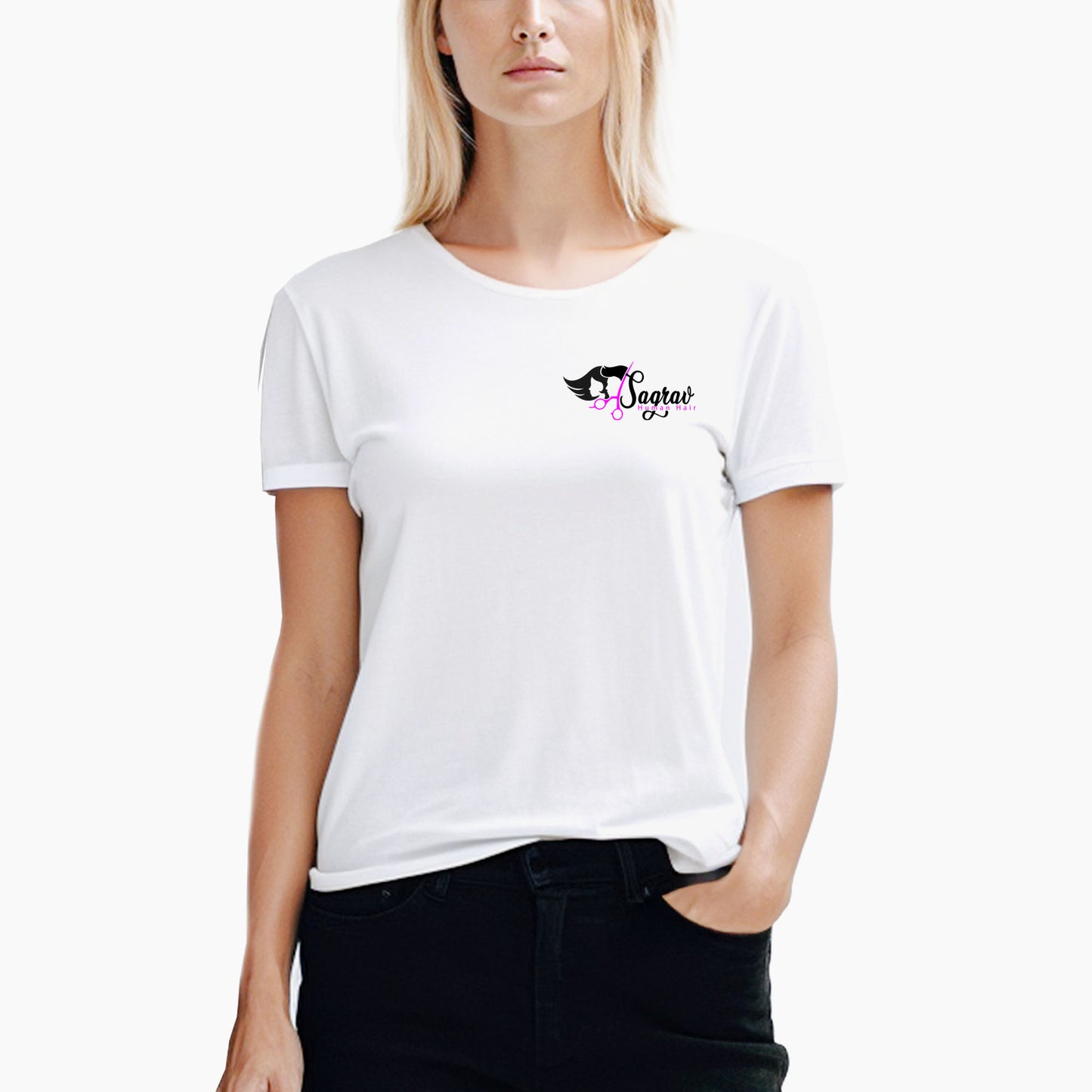 Logo Baskılı Kadın Beyaz Tişört Toptan