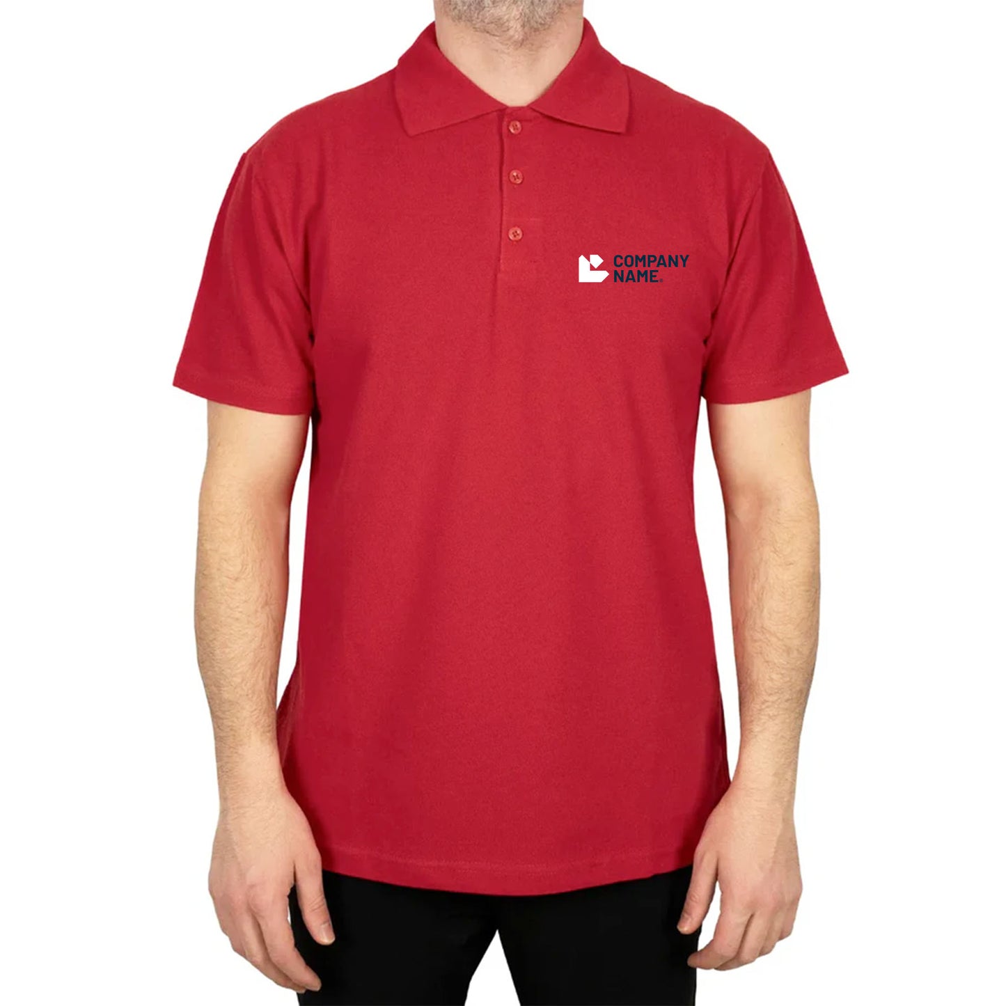 Logo Baskılı Polo Yaka Kırmızı Tişört Toptan