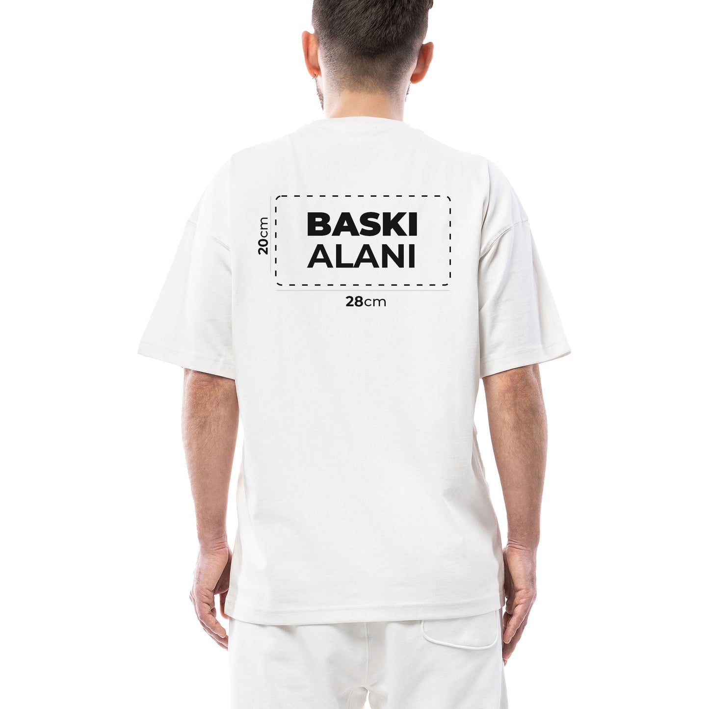 Logo Baskılı Oversize Beyaz Tişört Toptan