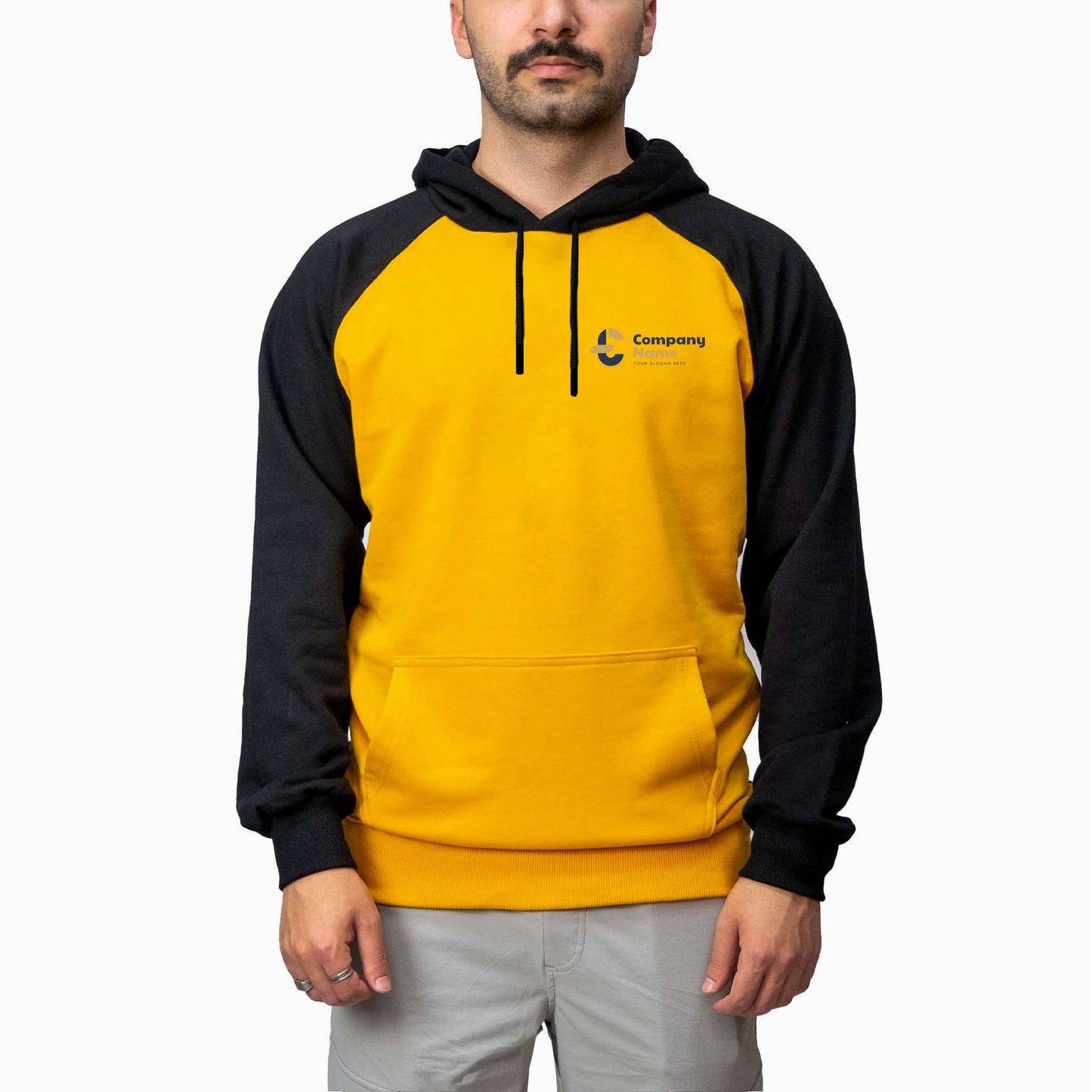 Baskılı Reglan Gövde Kapşonlu Sweatshirt Sarı Toptan