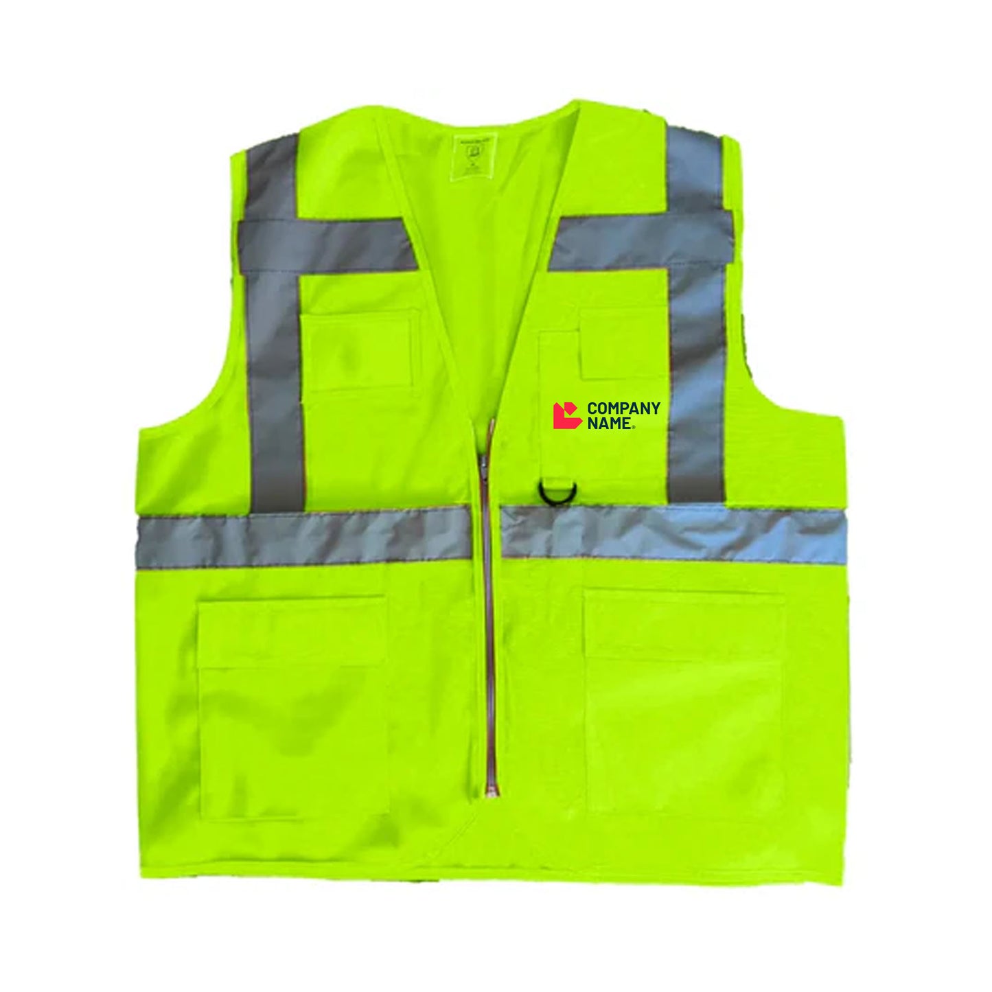 Logo Baskılı Reflektörlü Mühendis Yeleği Yeşil Baskılı Toptan