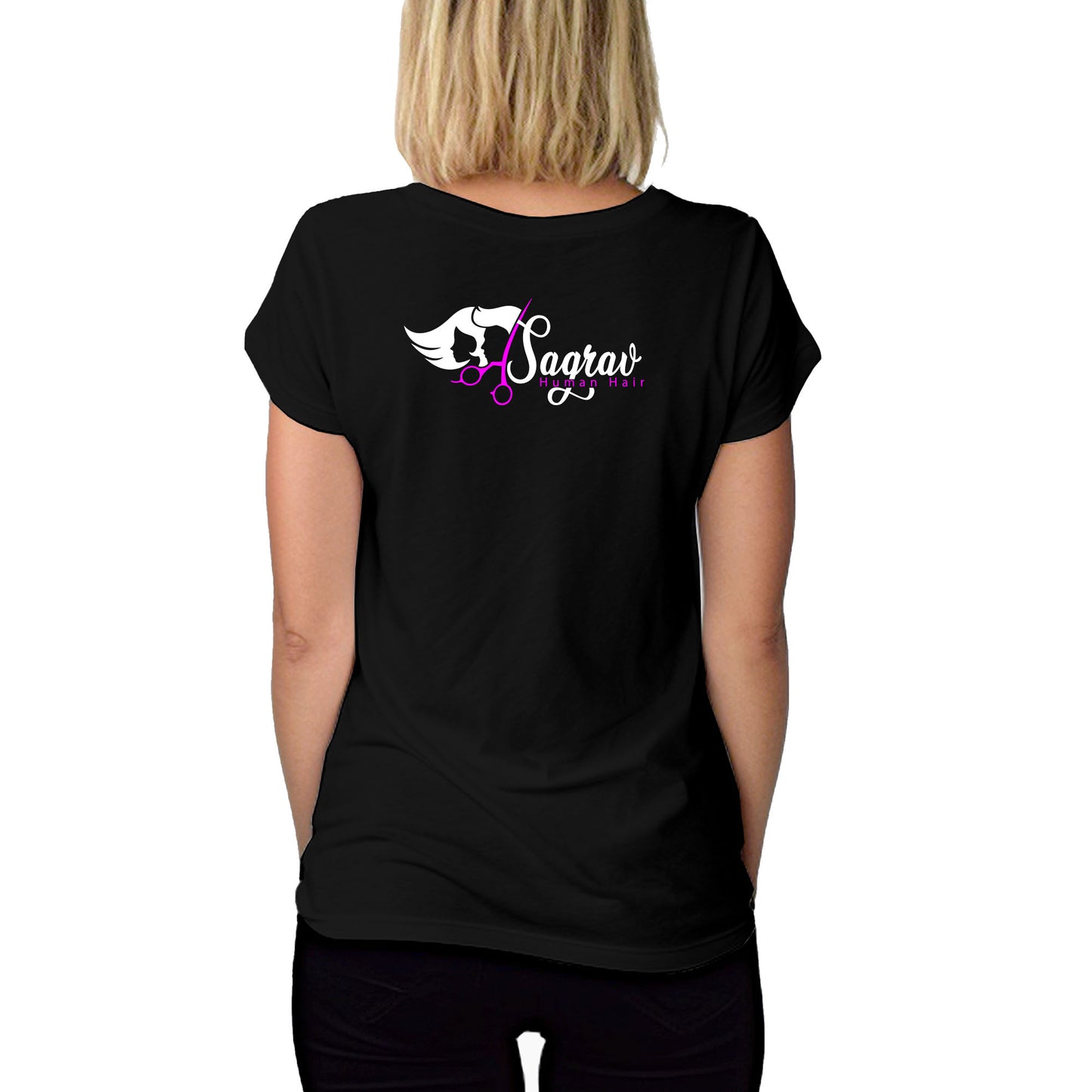 Logo Baskılı Kadın Siyah Tişört Toptan