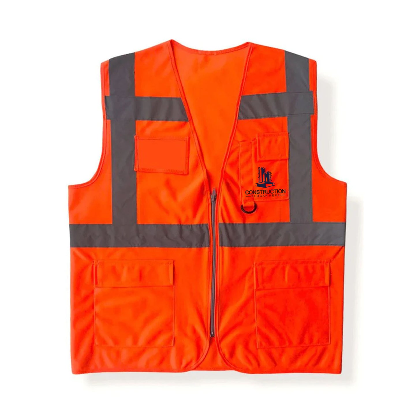Logo Baskılı Reflektörlü Mühendis Yeleği Turuncu Baskılı Toptan