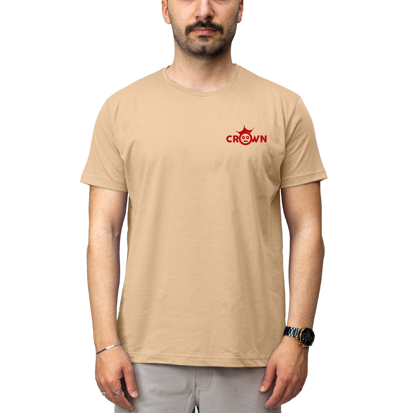 Logo Baskılı Krem Tişört Toptan