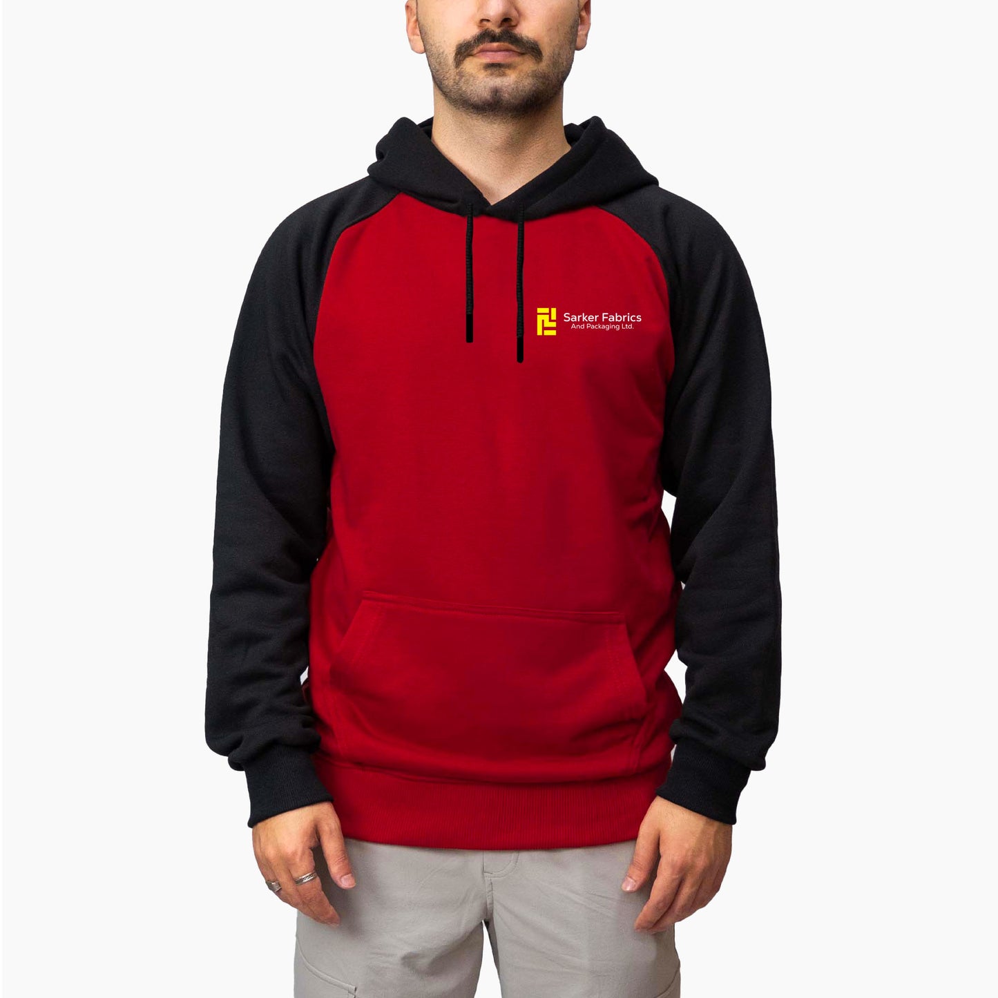 Baskılı Reglan Gövde Kapşonlu Sweatshirt Kırmızı Toptan