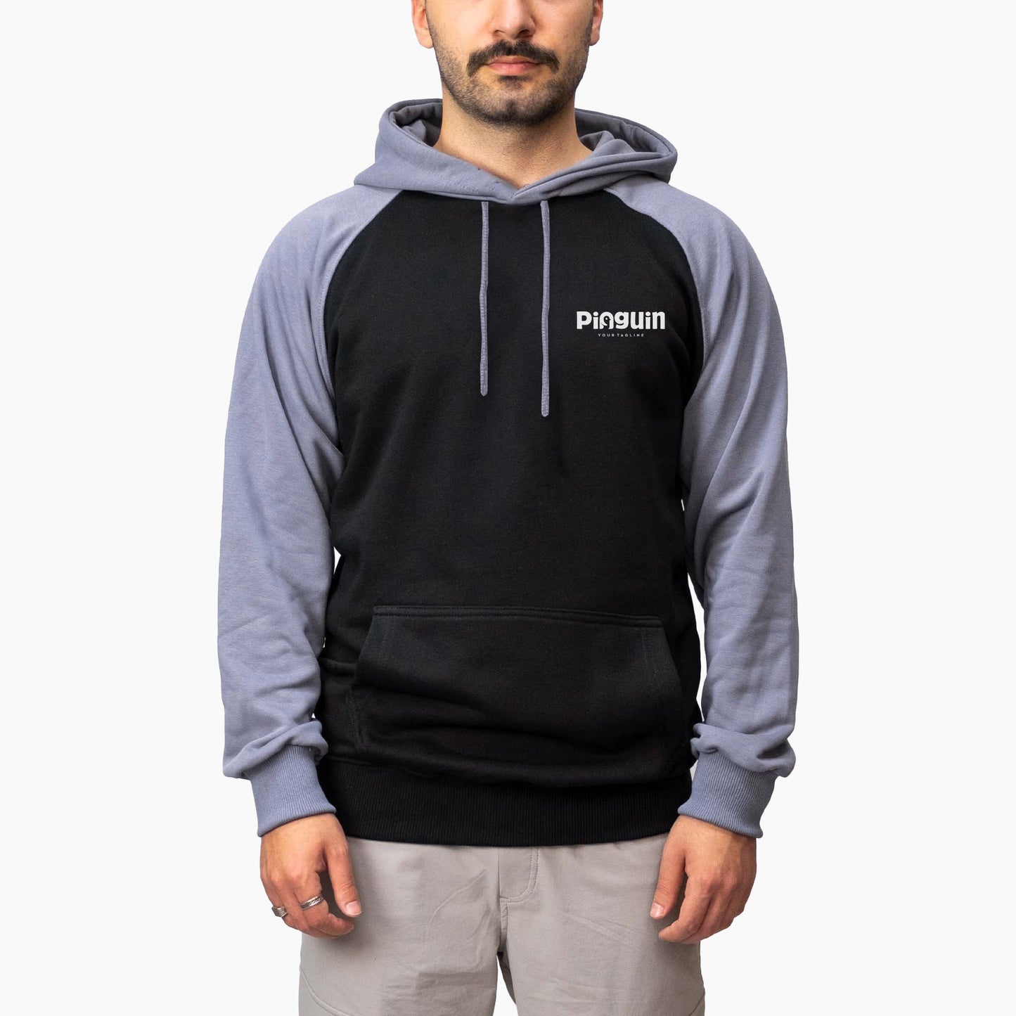 Baskılı Reglan Kol Kapşonlu Sweatshirt Gri Toptan