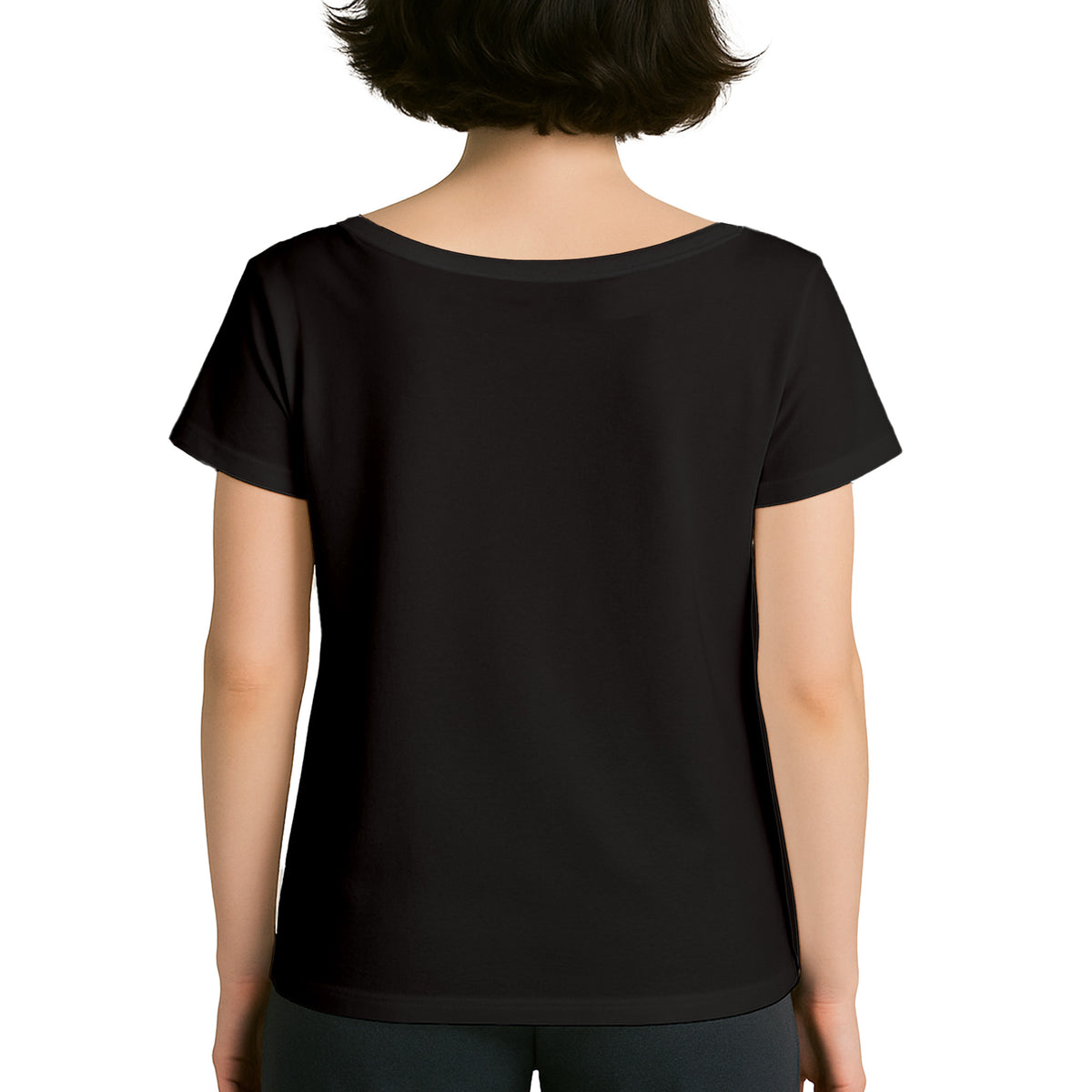 Buz Mavisi Bozkurt Başı Yazılı Baskılı Siyah Kadın Tişört