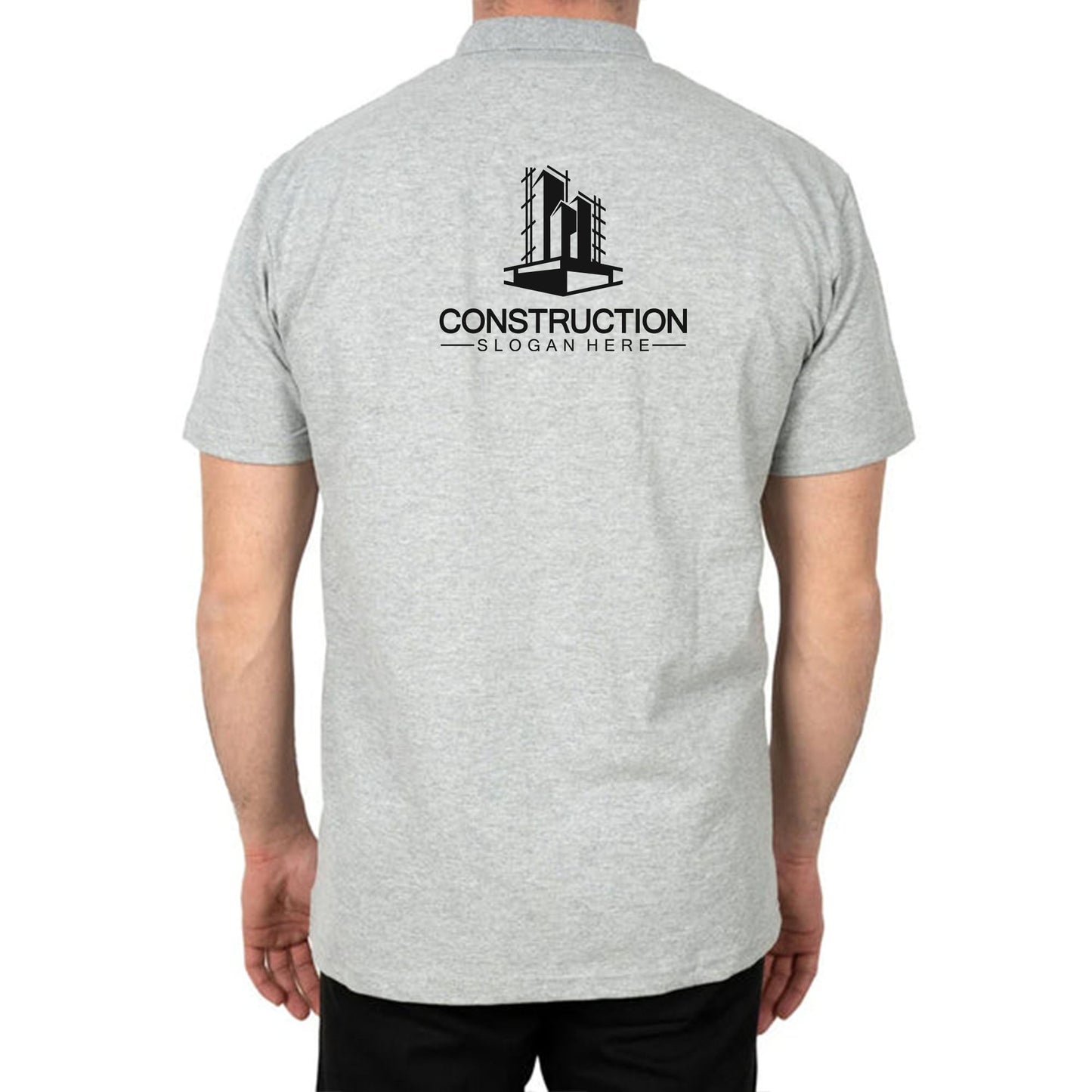 Logo Baskılı Polo Yaka Gri Tişört Toptan