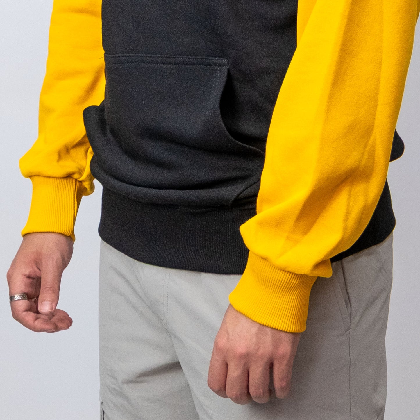 Baskılı Reglan Kol Kapşonlu Sweatshirt Sarı Toptan