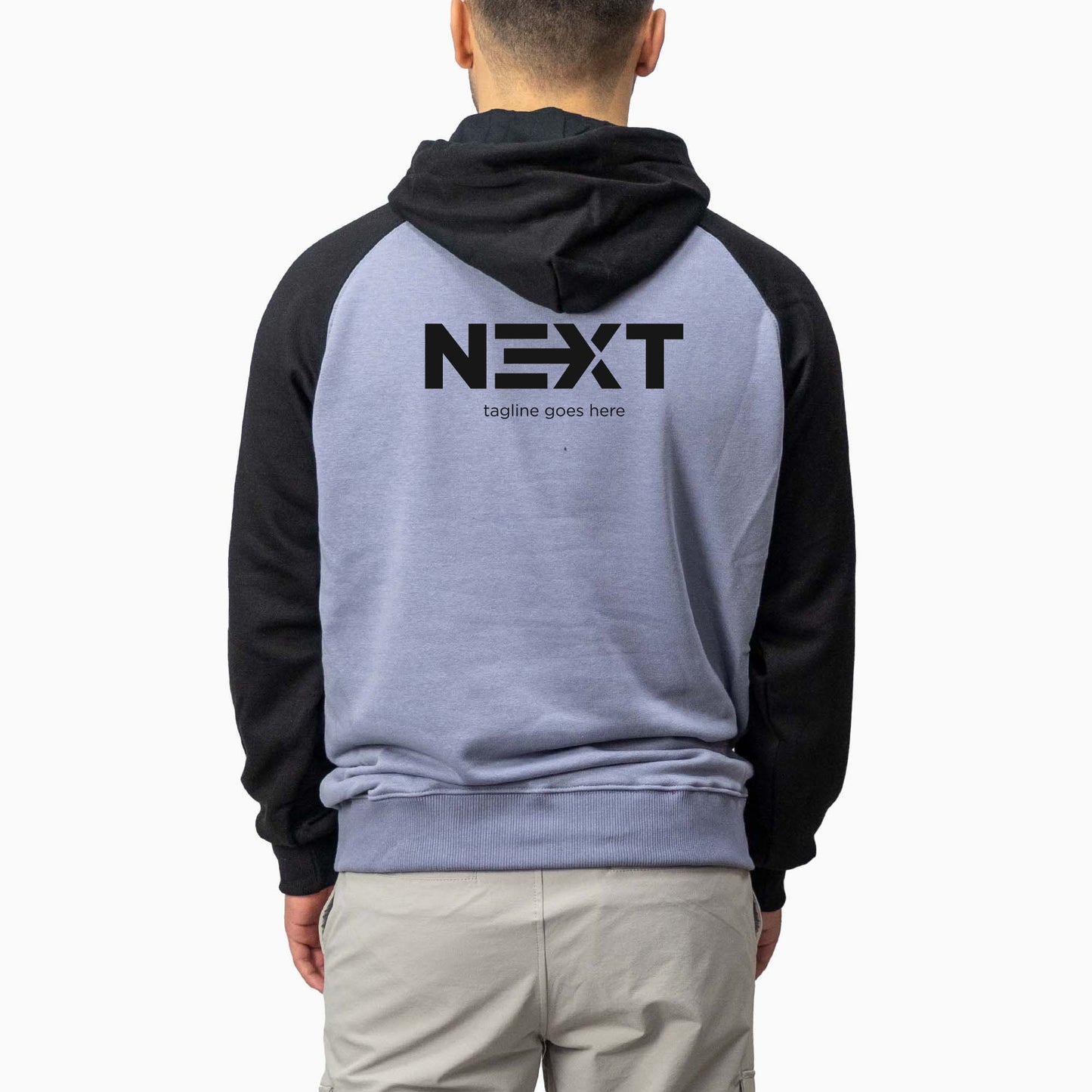 Baskılı Reglan Gövde Kapşonlu Sweatshirt Gri Toptan