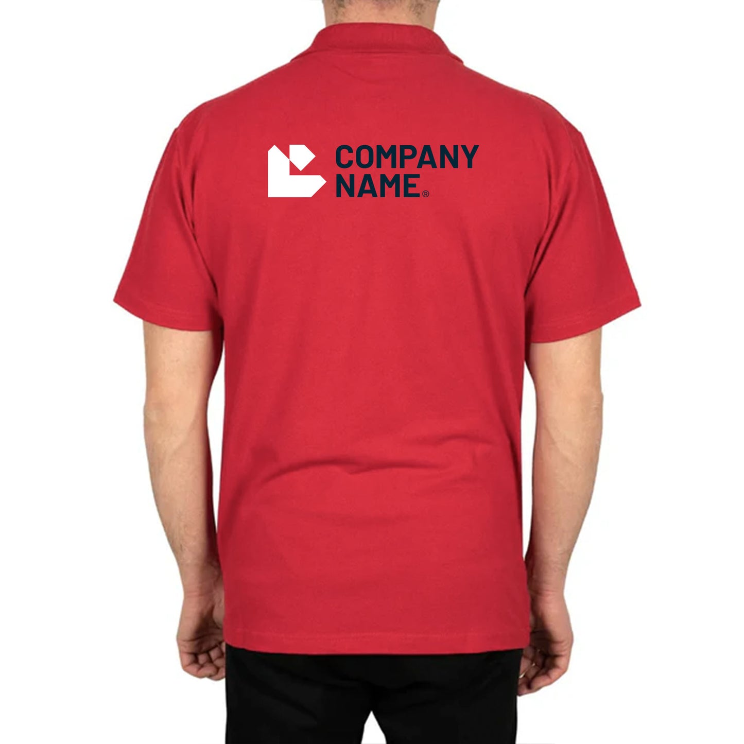 Logo Baskılı Polo Yaka Kırmızı Tişört Toptan