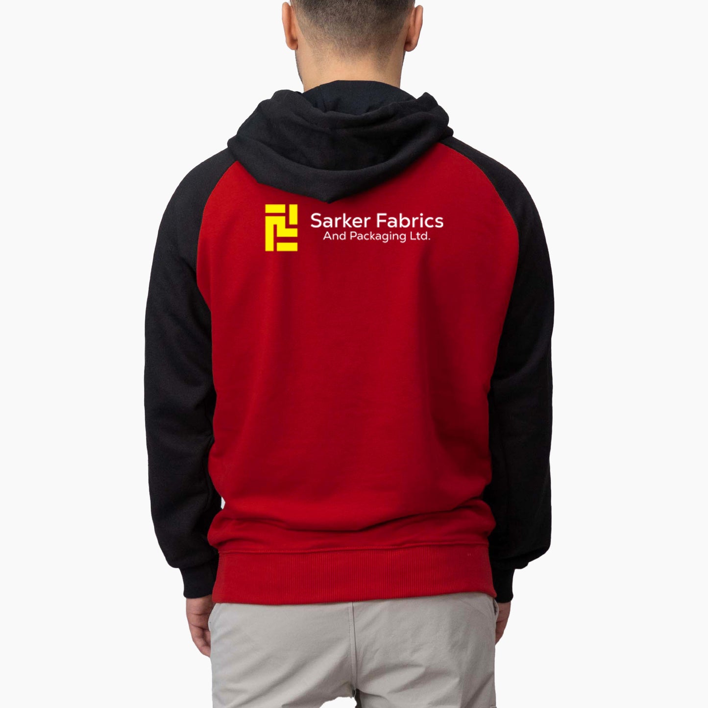 Baskılı Reglan Gövde Kapşonlu Sweatshirt Kırmızı Toptan