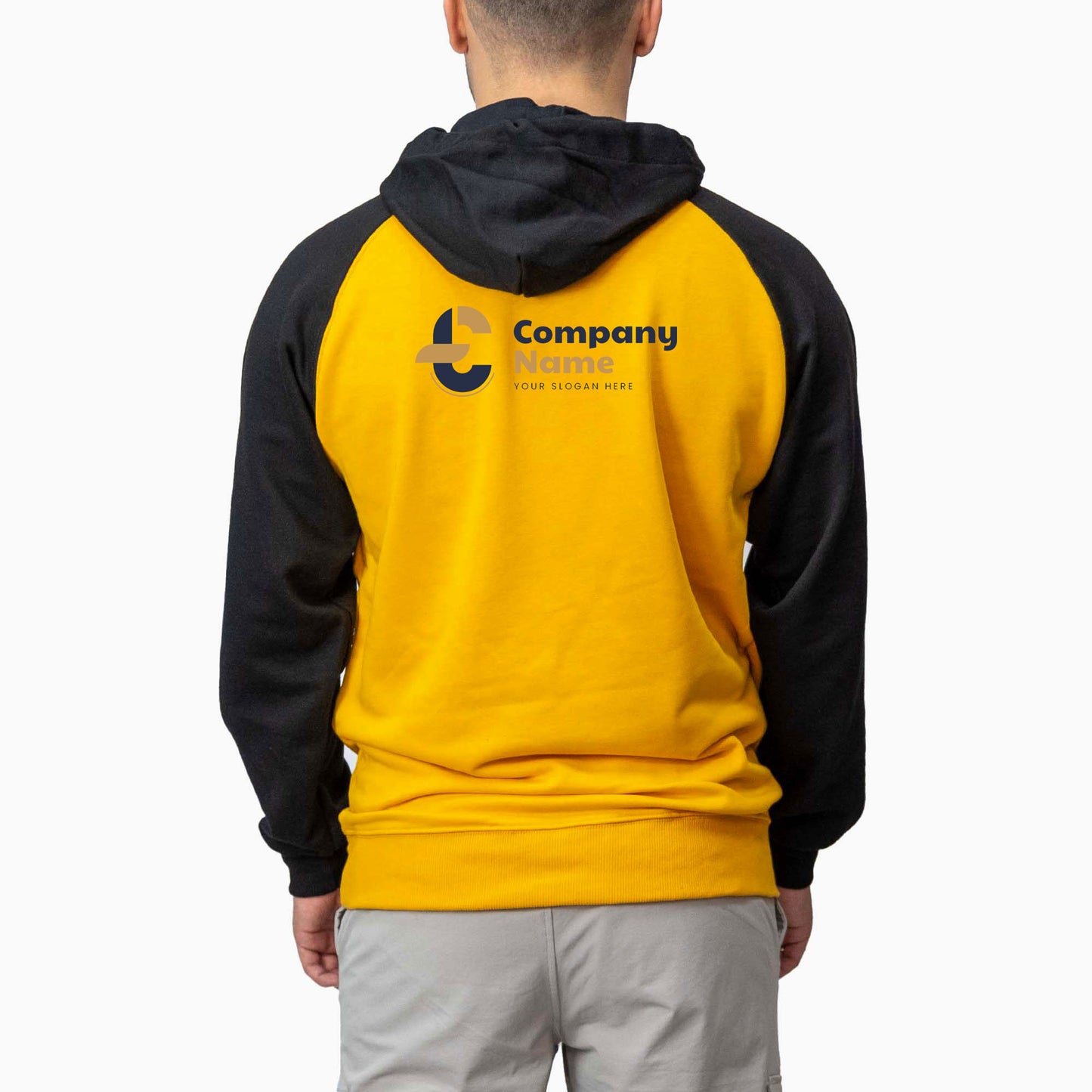 Baskılı Reglan Gövde Kapşonlu Sweatshirt Sarı Toptan