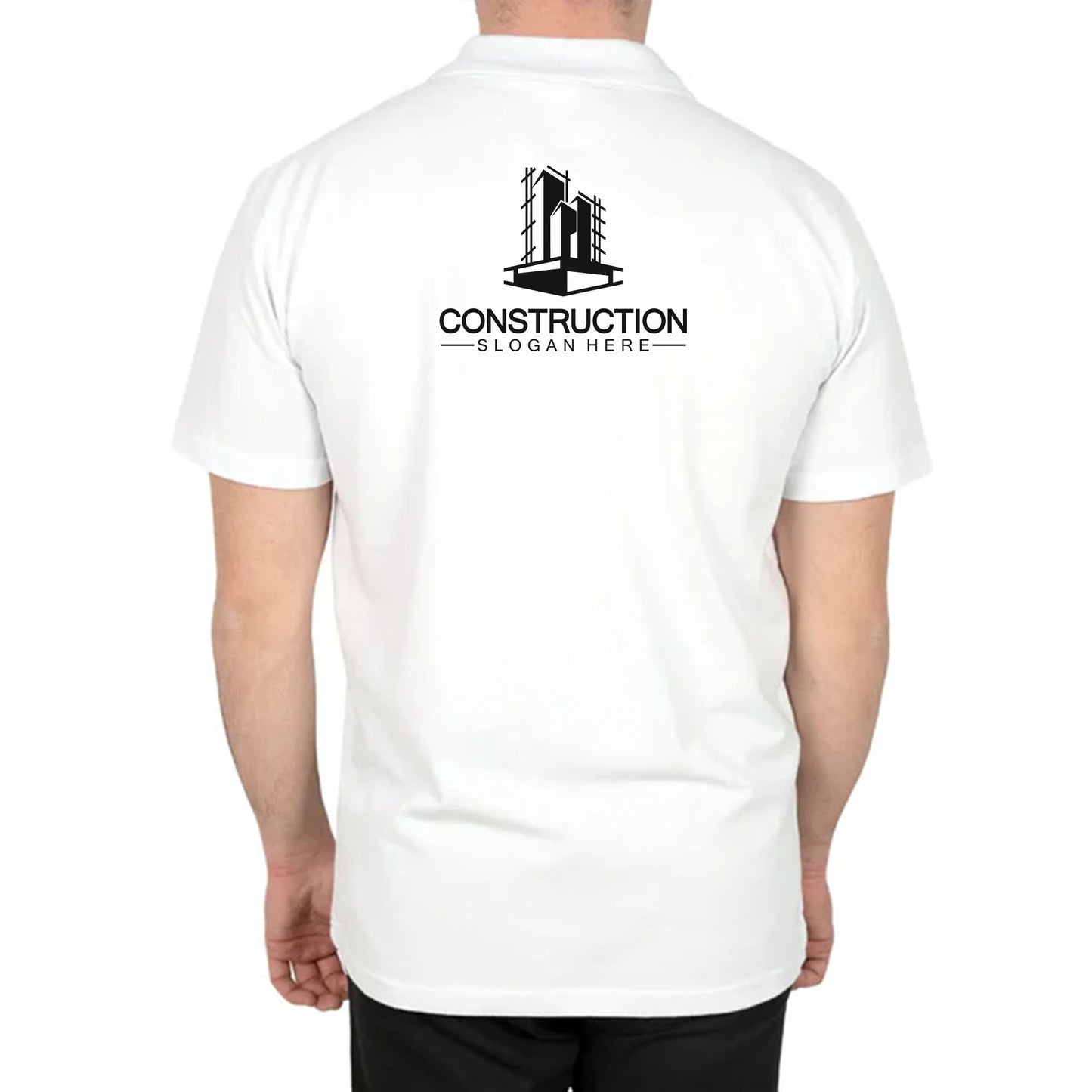 Logo Baskılı Polo Yaka Beyaz Tişört Toptan