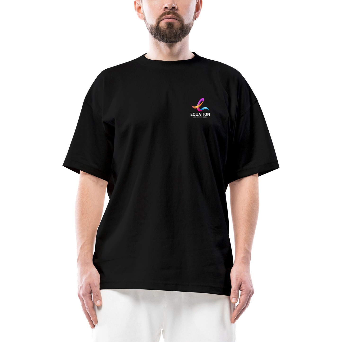 Logo Baskılı Oversize Siyah Tişört Toptan