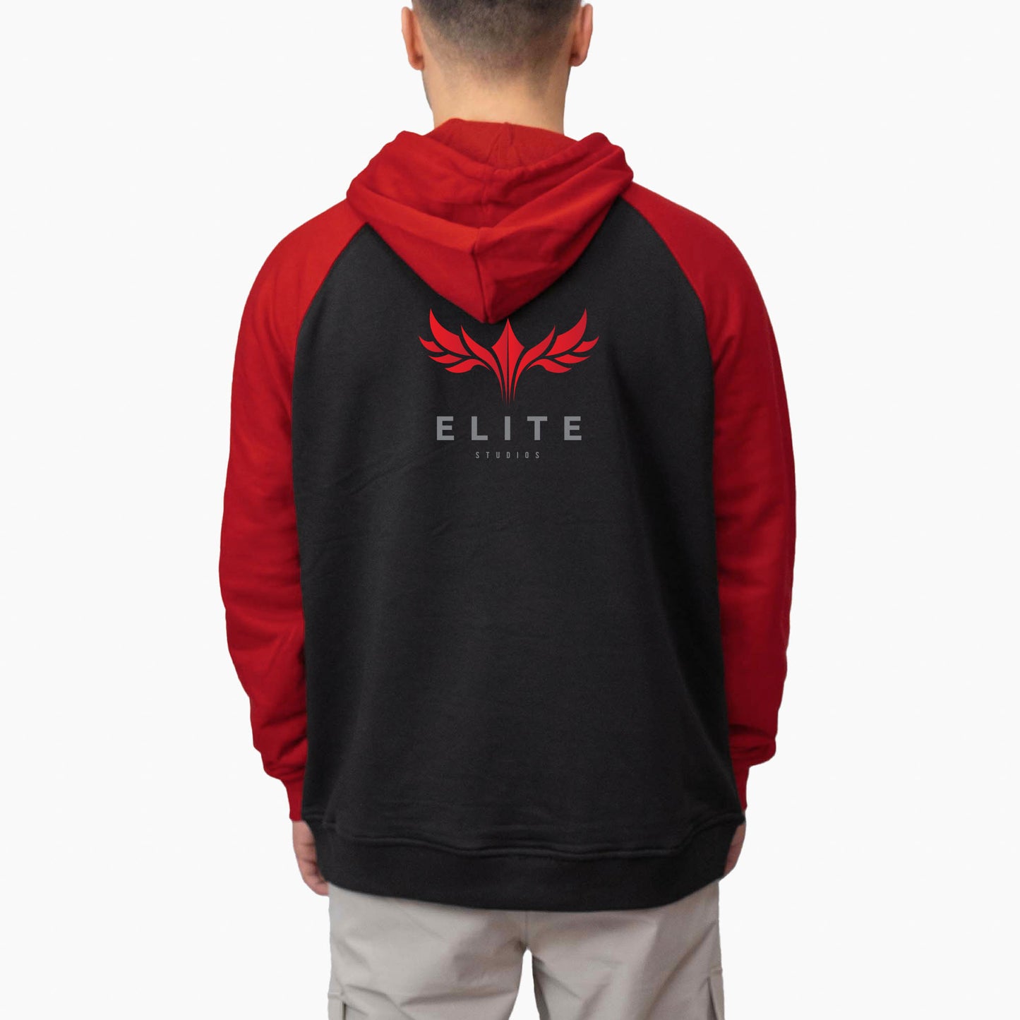 Baskılı Reglan Kol Kapşonlu Sweatshirt Kırmızı Toptan