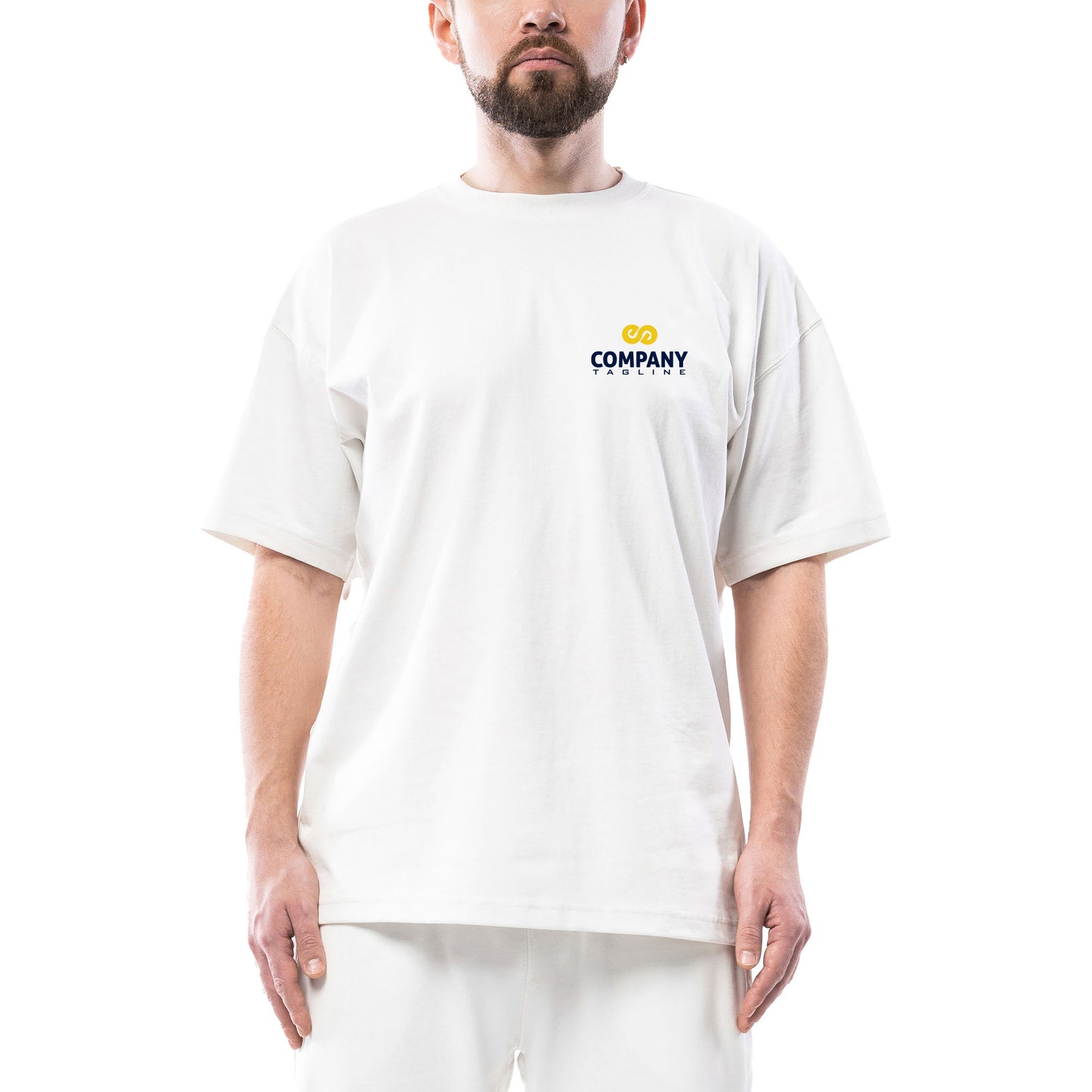 Logo Baskılı Oversize Beyaz Tişört Toptan