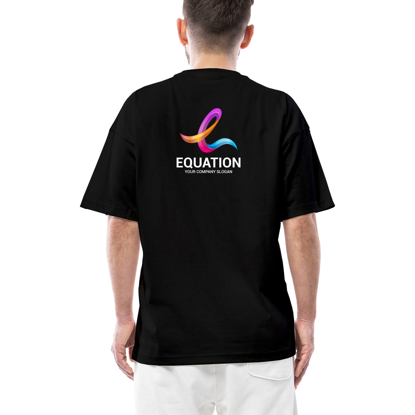 Logo Baskılı Oversize Siyah Tişört Toptan