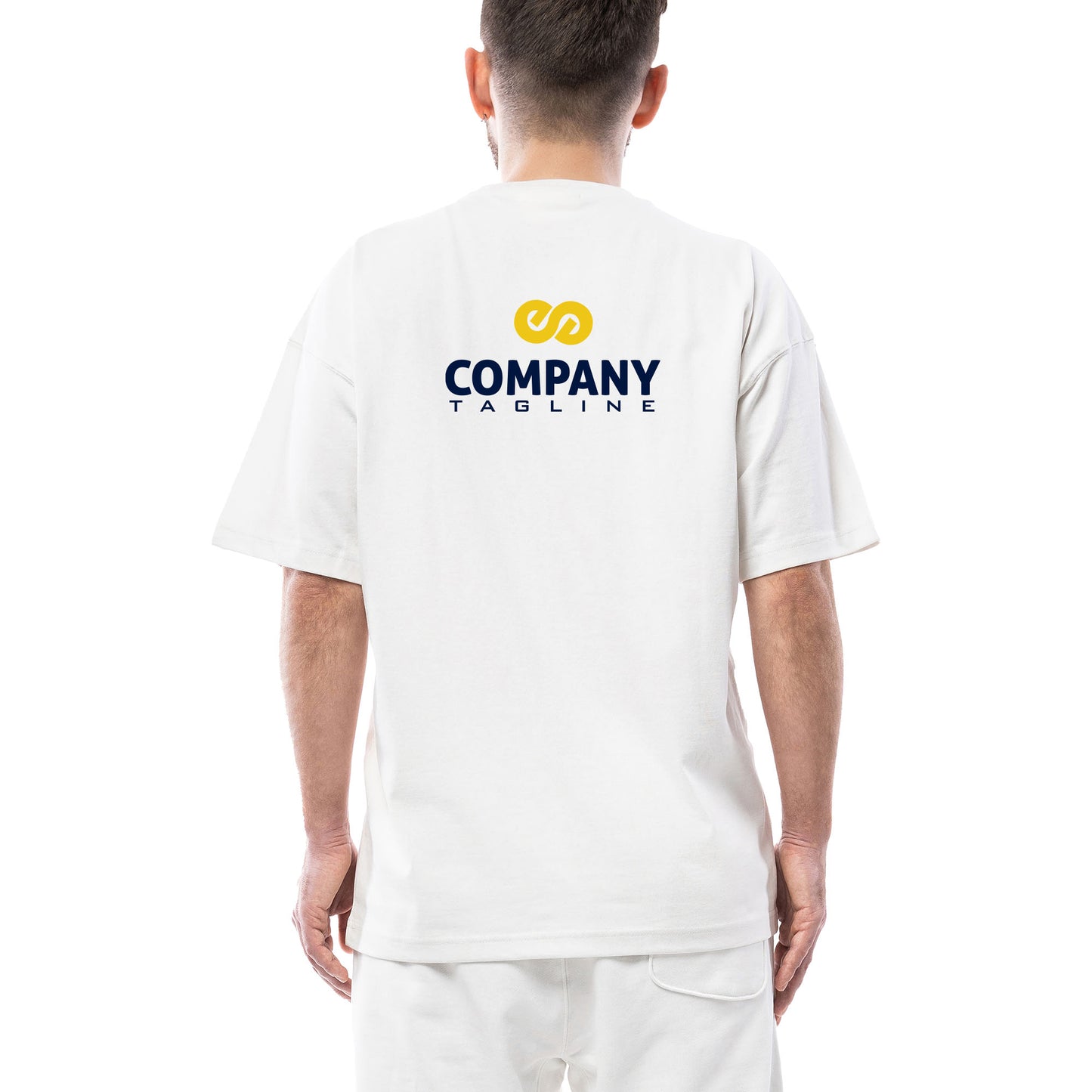 Logo Baskılı Oversize Beyaz Tişört Toptan