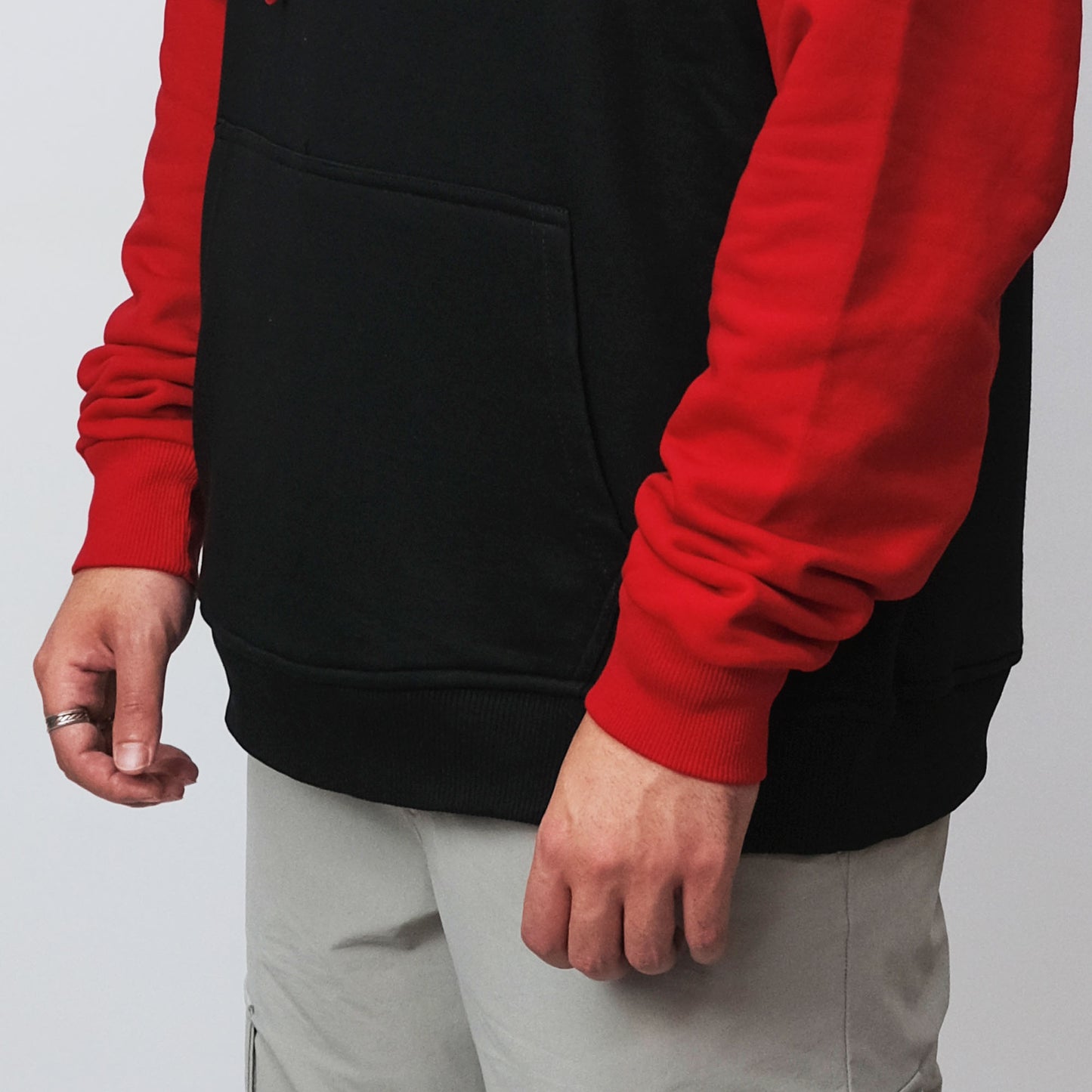 Baskılı Reglan Kol Kapşonlu Sweatshirt Kırmızı Toptan