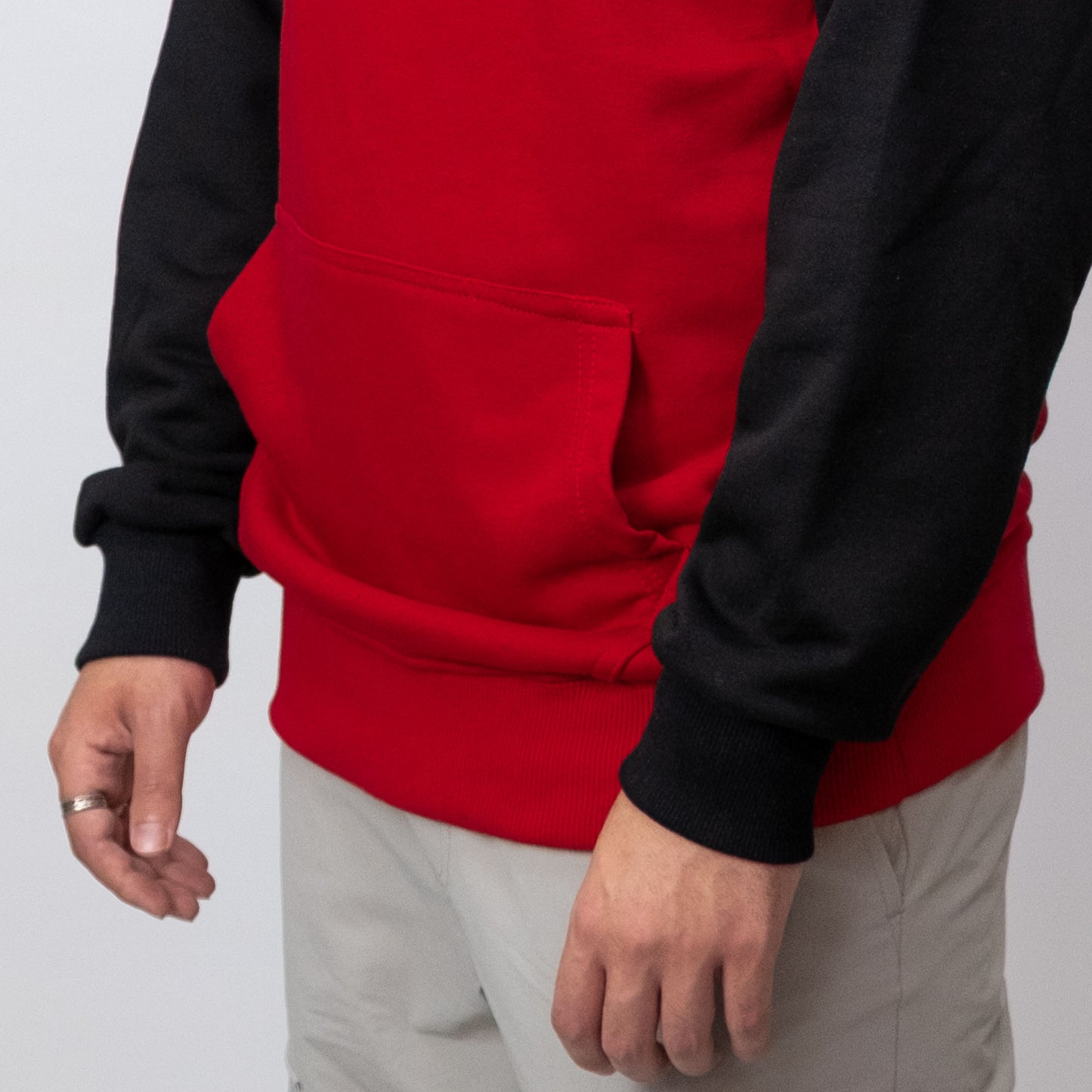Baskılı Reglan Gövde Kapşonlu Sweatshirt Kırmızı Toptan