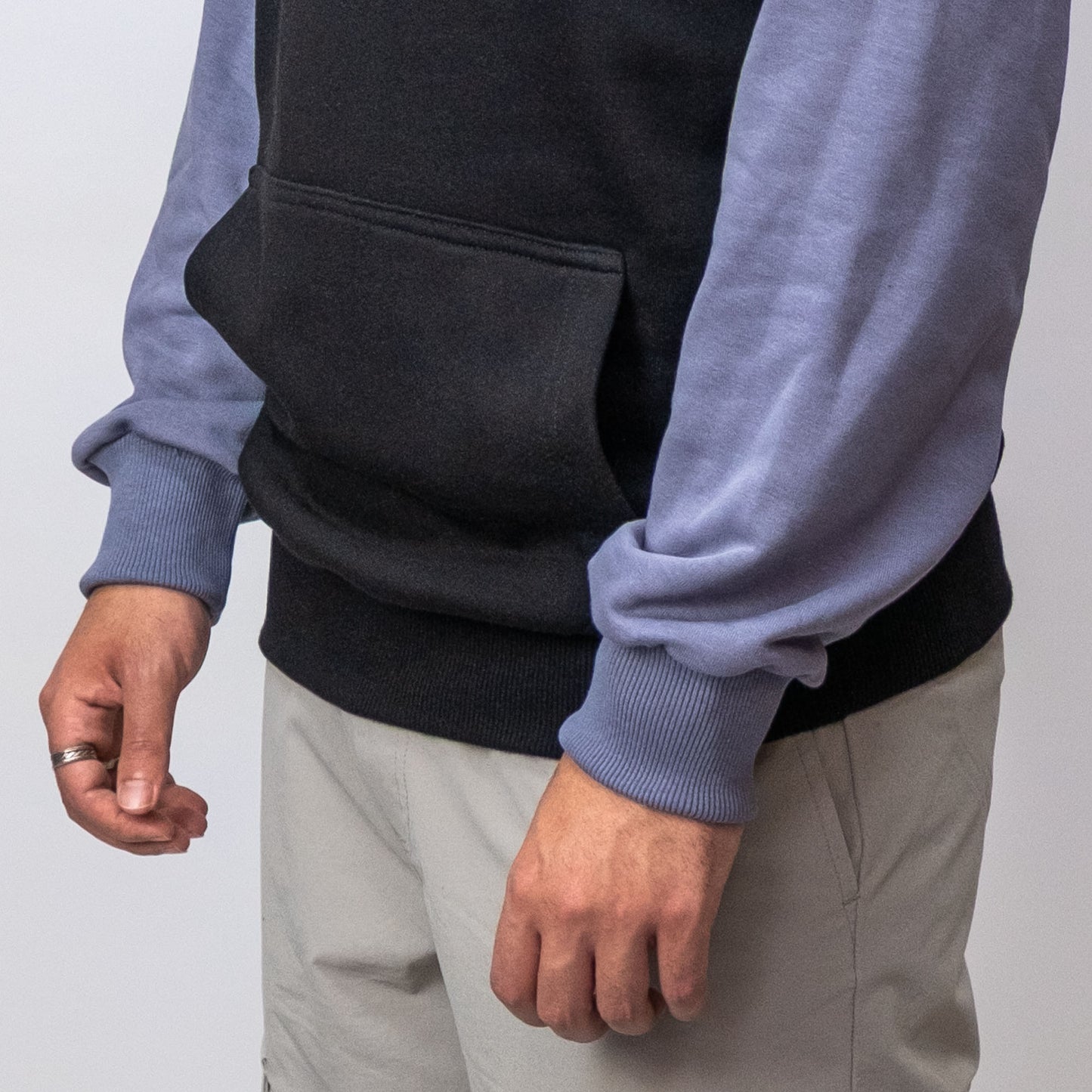 Baskılı Reglan Kol Kapşonlu Sweatshirt Gri Toptan