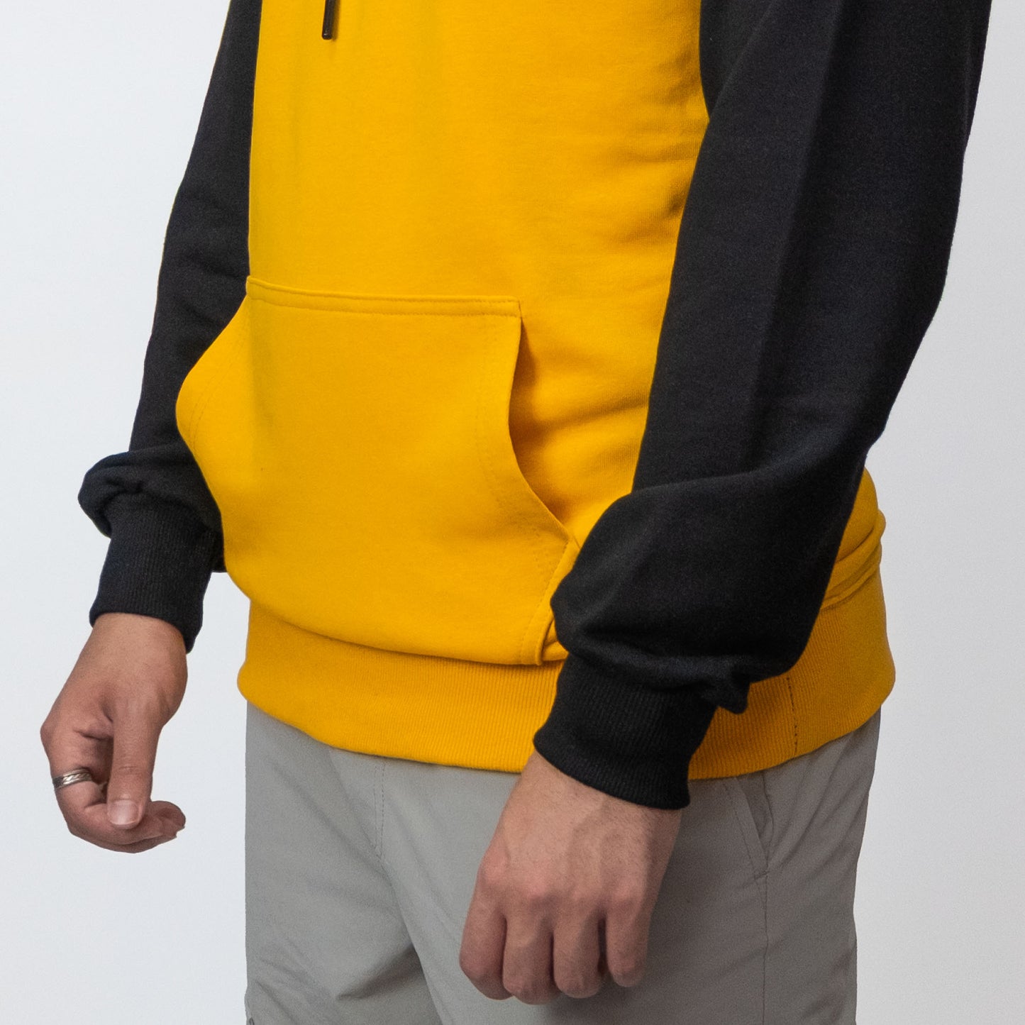 Baskılı Reglan Gövde Kapşonlu Sweatshirt Sarı Toptan