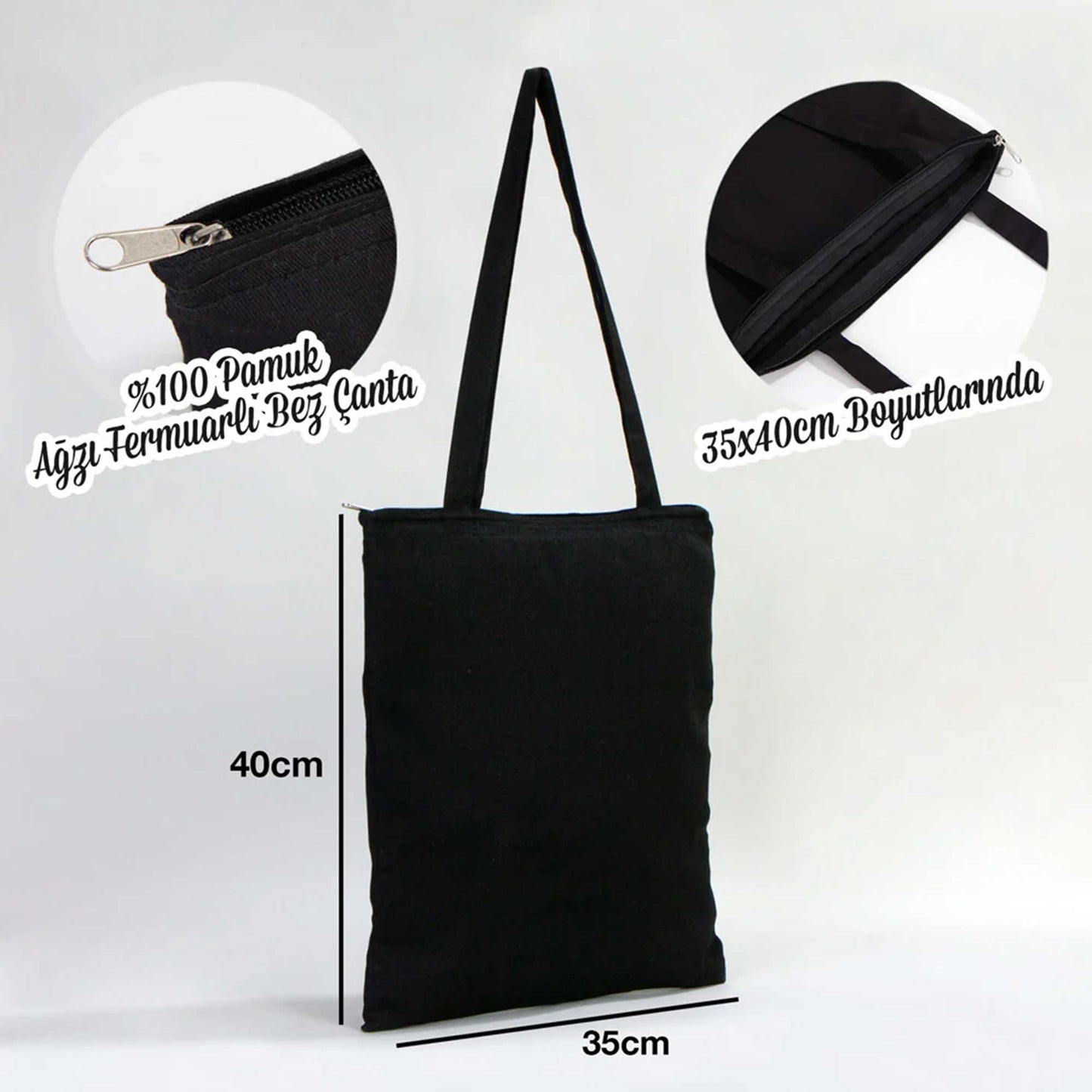 Nile Black Seeds of Vengeance Siyah Fermuarlı Bez Çanta Gabardin