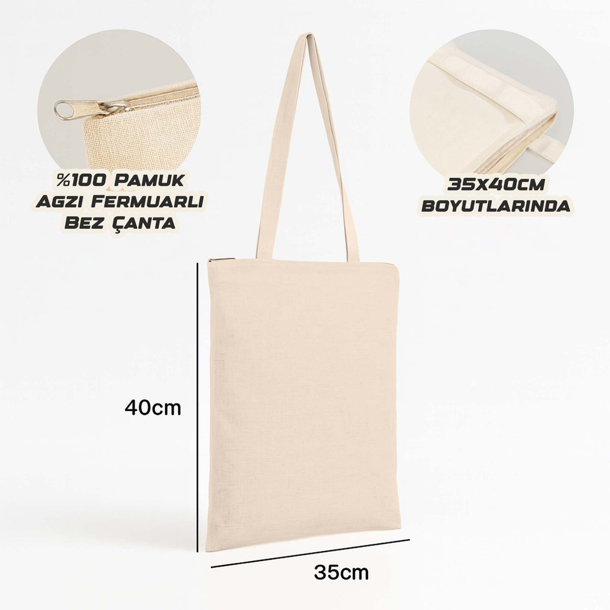 Wolverine Warrior Krem Fermuarlı Bez Çanta Gabardin