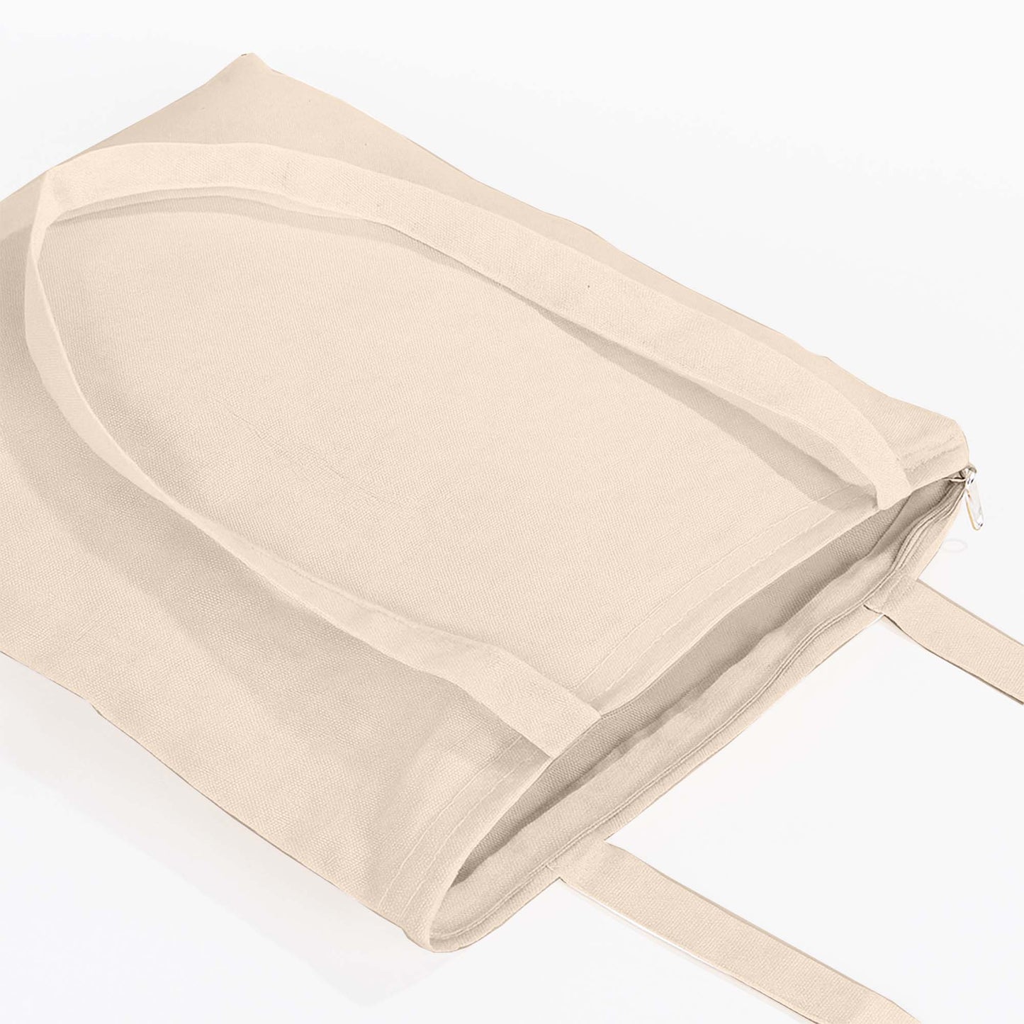 Lamborghini Logo Text Krem Fermuarlı Bez Çanta Gabardin