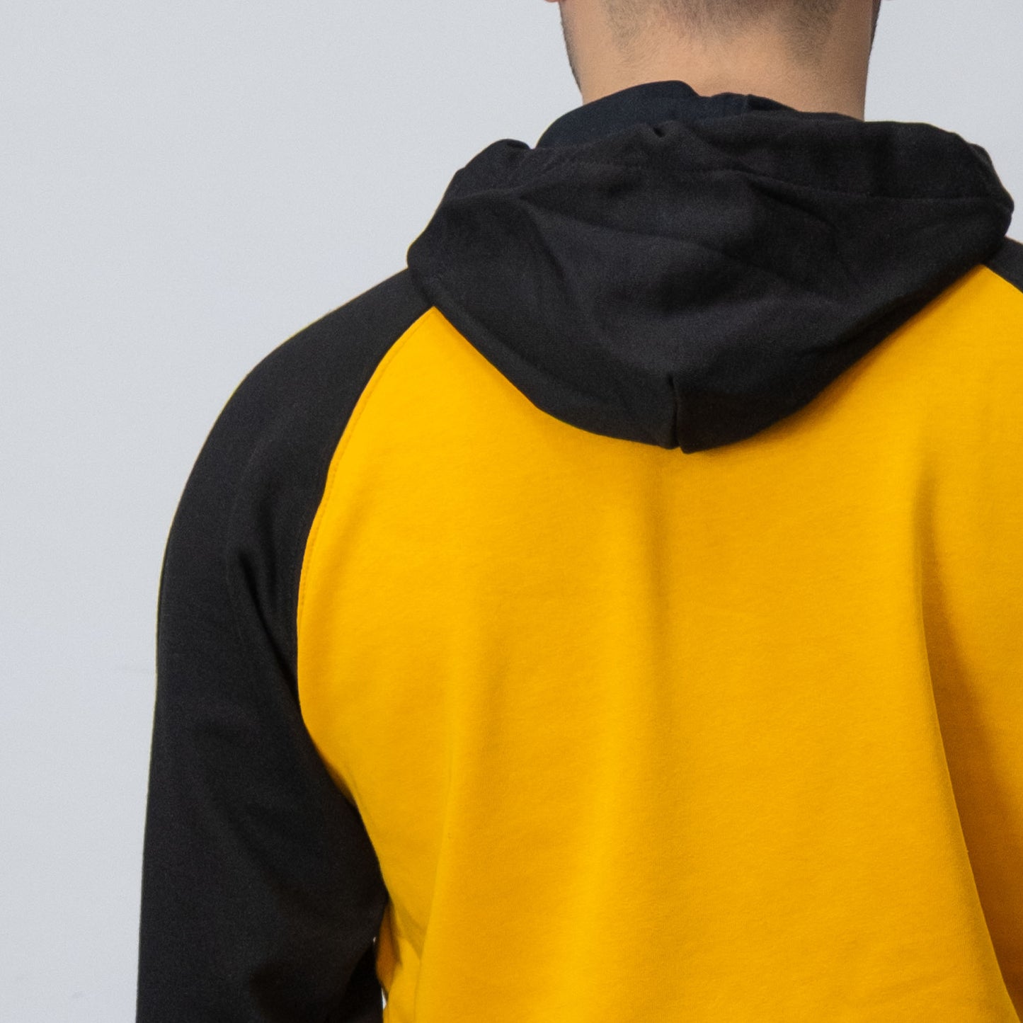 Baskılı Reglan Gövde Kapşonlu Sweatshirt Sarı Toptan