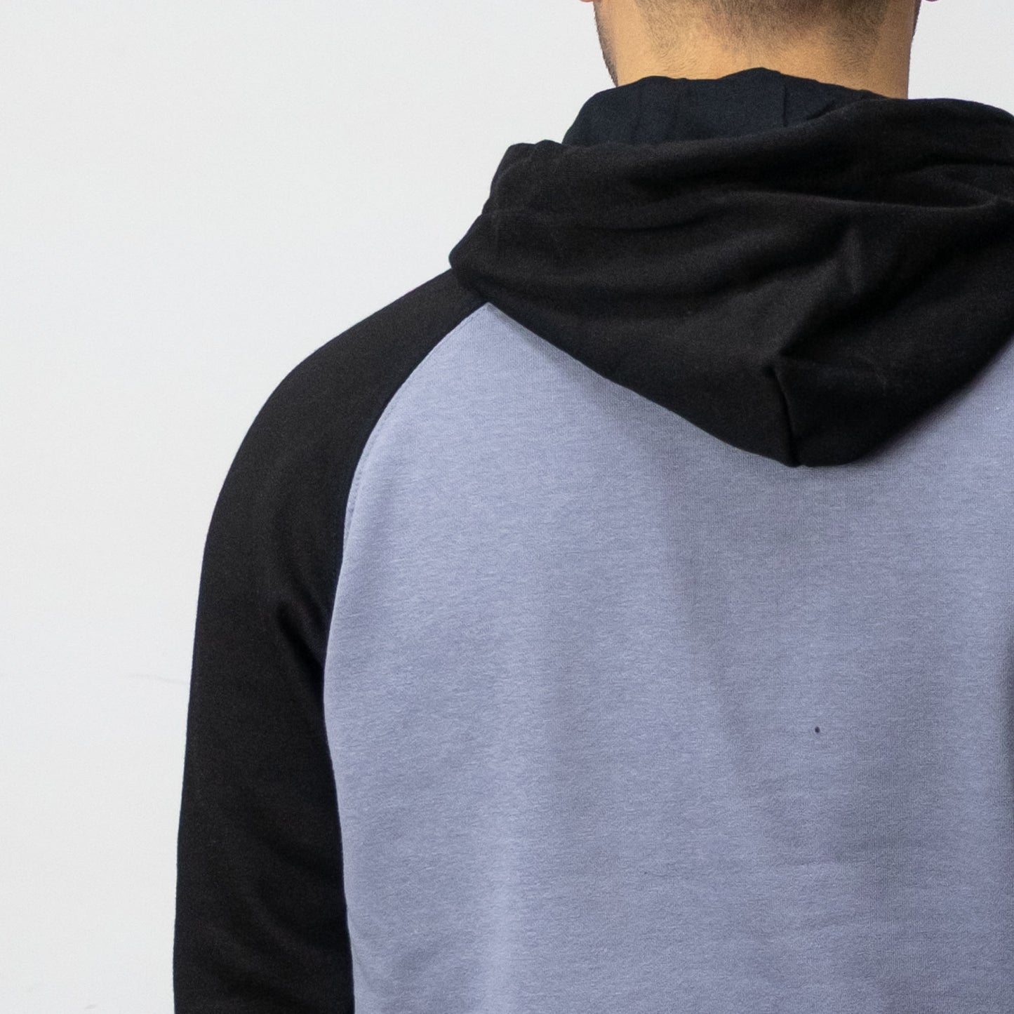 Baskılı Reglan Gövde Kapşonlu Sweatshirt Gri Toptan