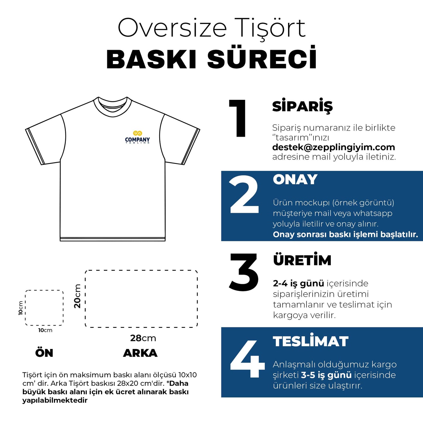 Logo Baskılı Oversize Beyaz Tişört Toptan