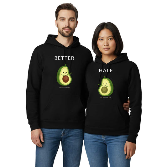 Avakado Better Half Sevgili Çift Siyah Kapşonlu Sweatshirt Hoodie