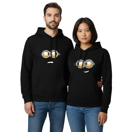 Minion Sevgili Çift Siyah Kapşonlu Sweatshirt Hoodie