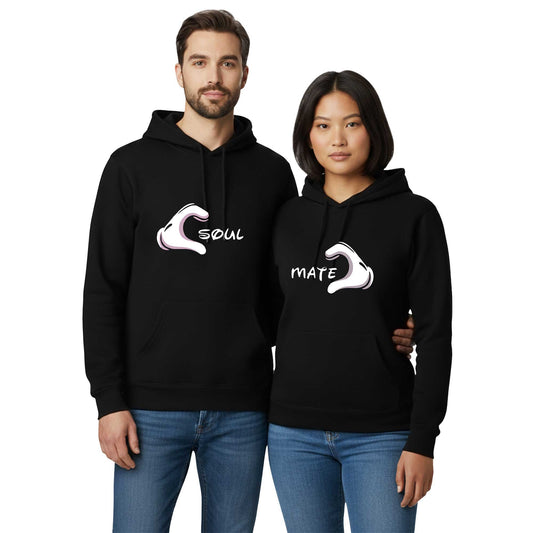 Soul Mate Sevgili Çift Siyah Kapşonlu Sweatshirt Hoodie