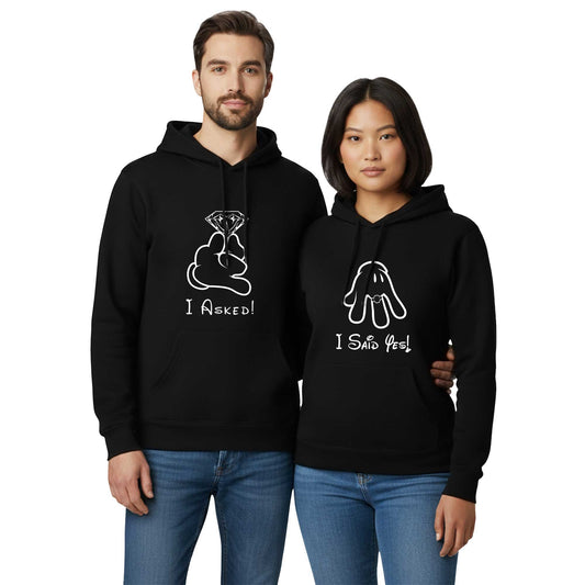 I Asked A Said Sevgili Çift Siyah Kapşonlu Sweatshirt Hoodie