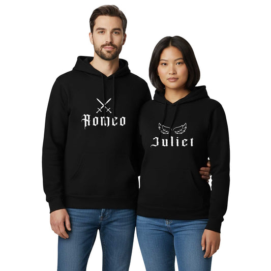 Romeo Juliet Sevgili Çift Siyah Kapşonlu Sweatshirt Hoodie